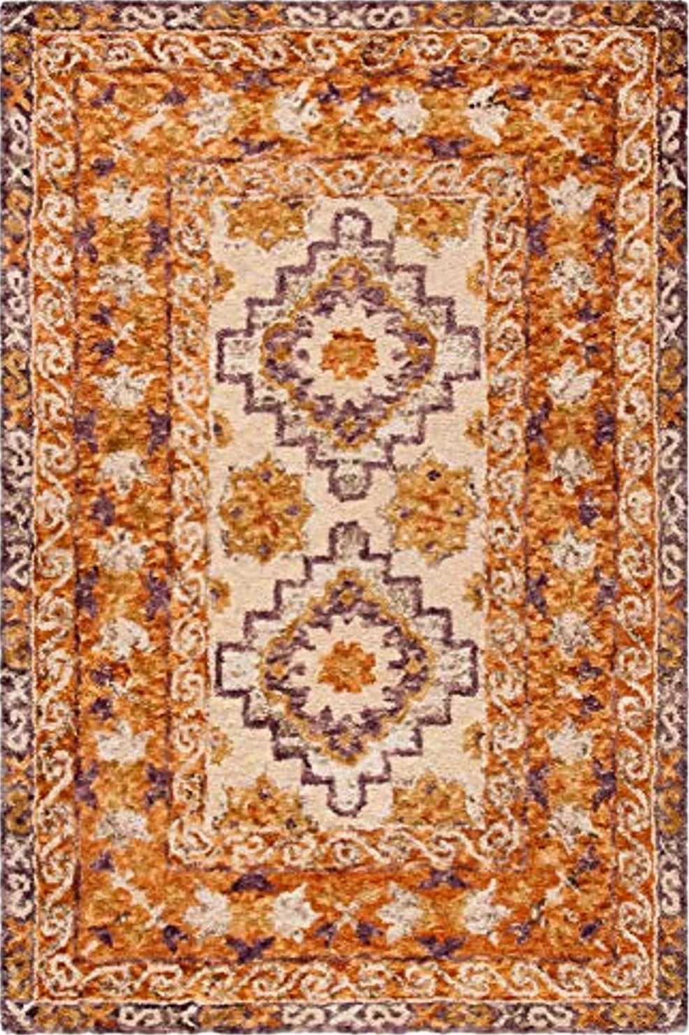 SAFAVIEH Aspen Collection Area Rug - 6' x 9', Brown & Purple, Handmade Southwestern Tribal Wool, Ideal for High Traffic Areas in Living Room, Bedroom (APN127T) - 6′0″x9′0″