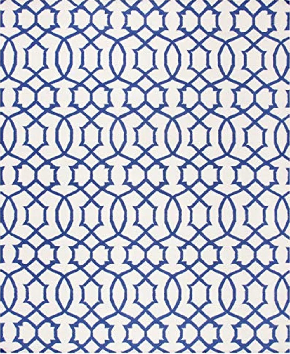 SAFAVIEH Dhurries Collection 8' x 10' Ivory / Purple DHU753B Handmade Flatweave Premium Wool Area Rug - 8′0″x10′0″