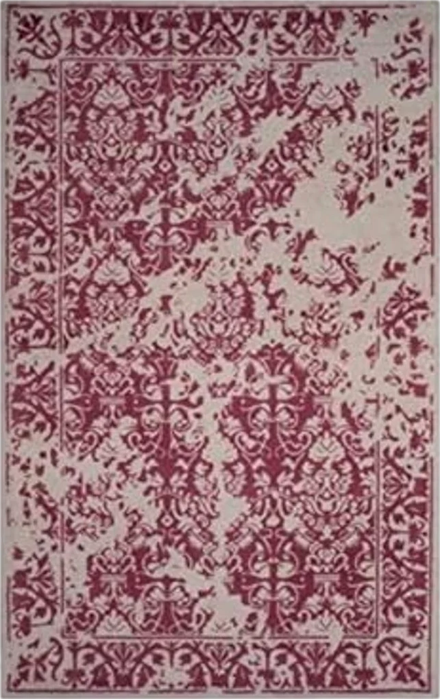 SAFAVIEH Restoration Vintage Collection Area Rug - 8' x 10', Silver & Purple, Handmade Distressed Wool, Ideal for High Traffic Areas in Living Room, Bedroom (RVT103J) - 8′0″x10′0″