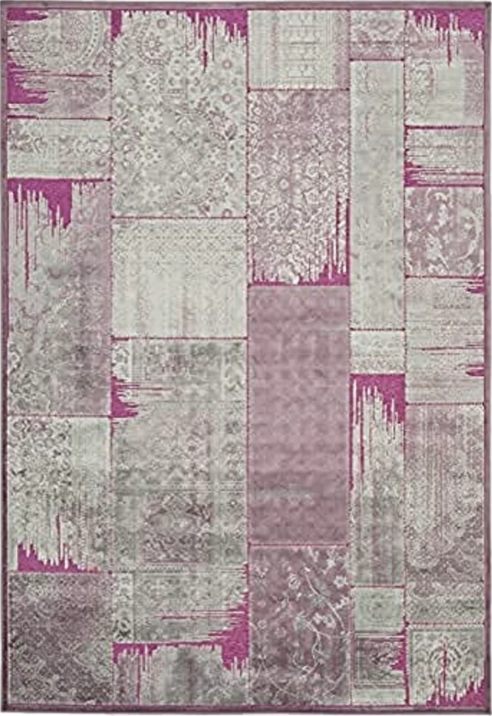 SAFAVIEH Paradise Collection Area Rug - 5'3" x 7'6", Purple & Fuchsia, Boho Patchwork Viscose Design, Ideal for High Traffic Areas in Living Room, Bedroom (PAR100-880) - 5′3″x7′6″