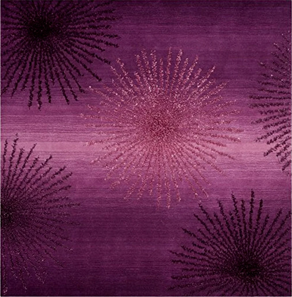 SAFAVIEH Soho Collection Area Rug - 6' Square, Purple, Handmade Starburst Wool & Viscose, Ideal for High Traffic Areas in Living Room, Bedroom (SOH712Q) - 6′0″x6′0″