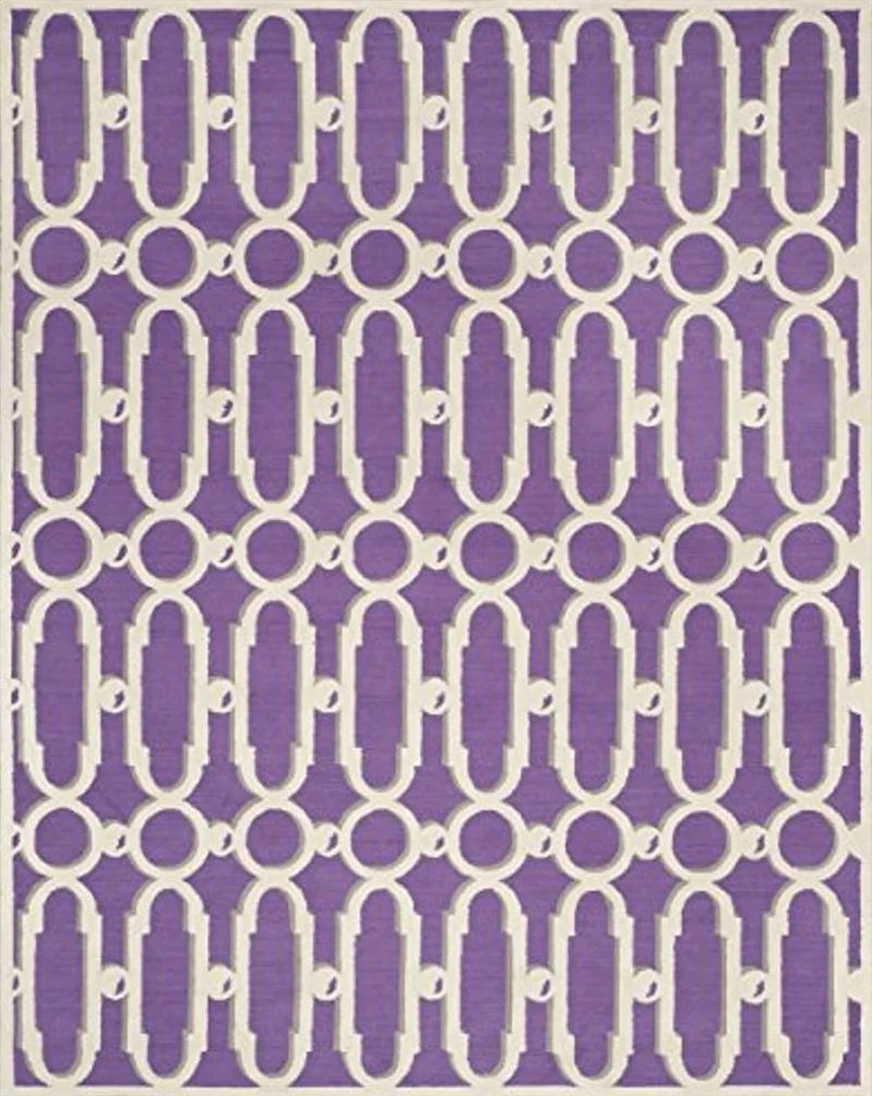 SAFAVIEH Newport Collection Area Rug - 7'9" x 9'9", Purple & White, Handmade Cotton, Ideal for High Traffic Areas in Living Room, Bedroom (NPT434B) - 7′9″x9′9″