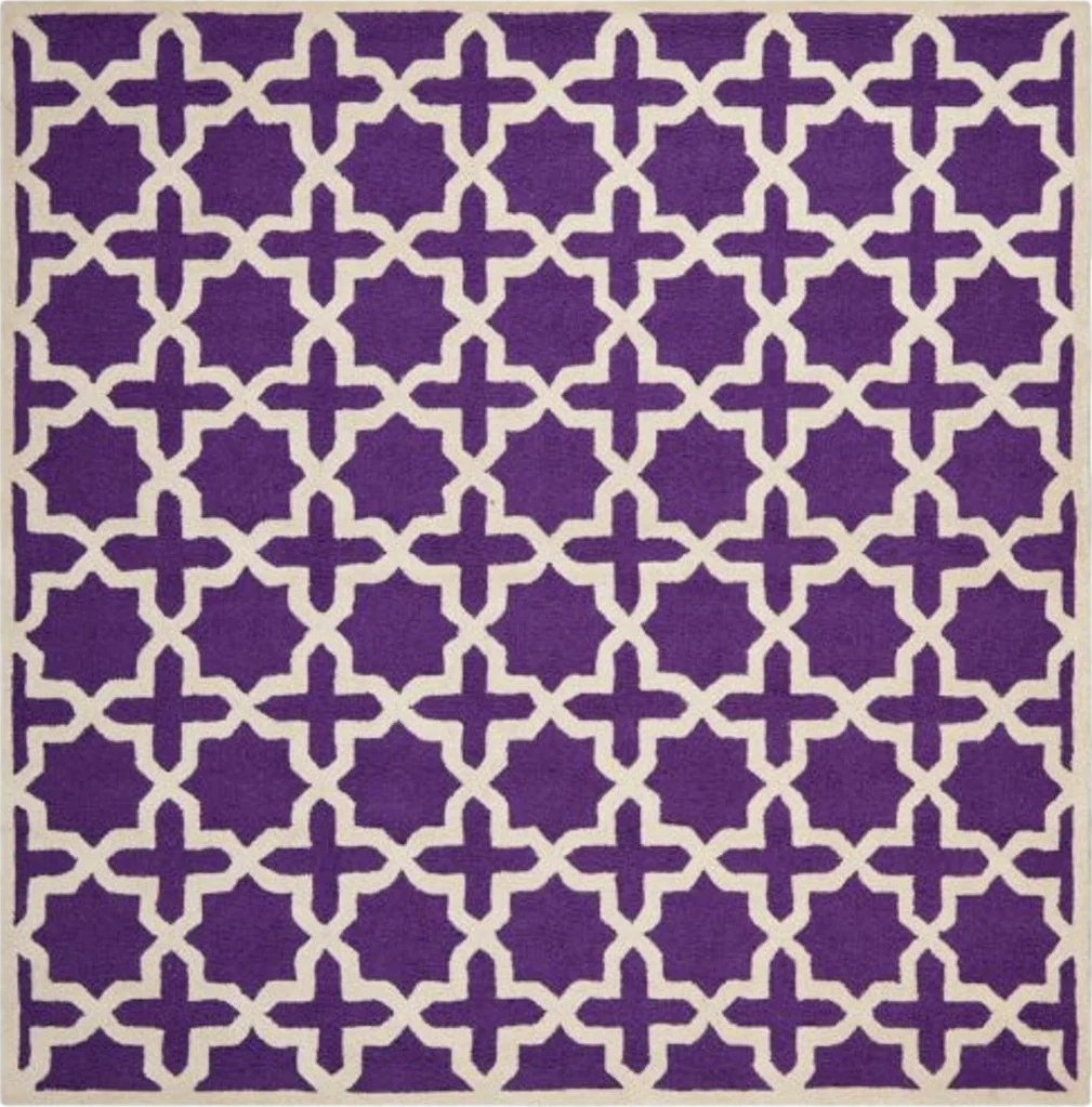 SAFAVIEH Cambridge Collection 6' Square Purple / Ivory CAM125K Handmade Moroccan Premium Wool Area Rug - 6′0″x6′0″