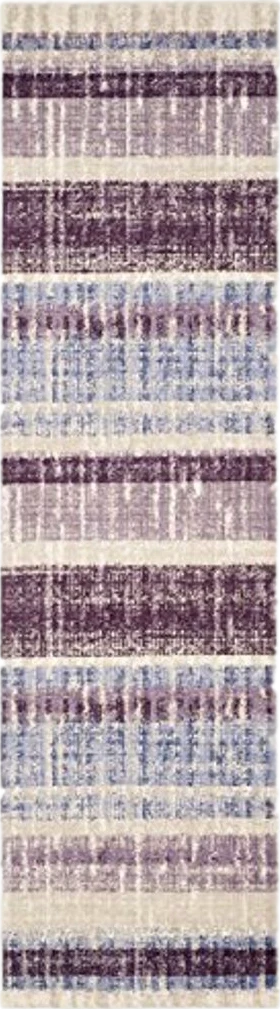 SAFAVIEH Evoke Collection 2'3" x 8' Cream / Purple EVK494A Stripe Distressed Non-Shedding Living Room Entryway Foyer Hallway Bedroom Runner Rug - 2′4″x8′0″