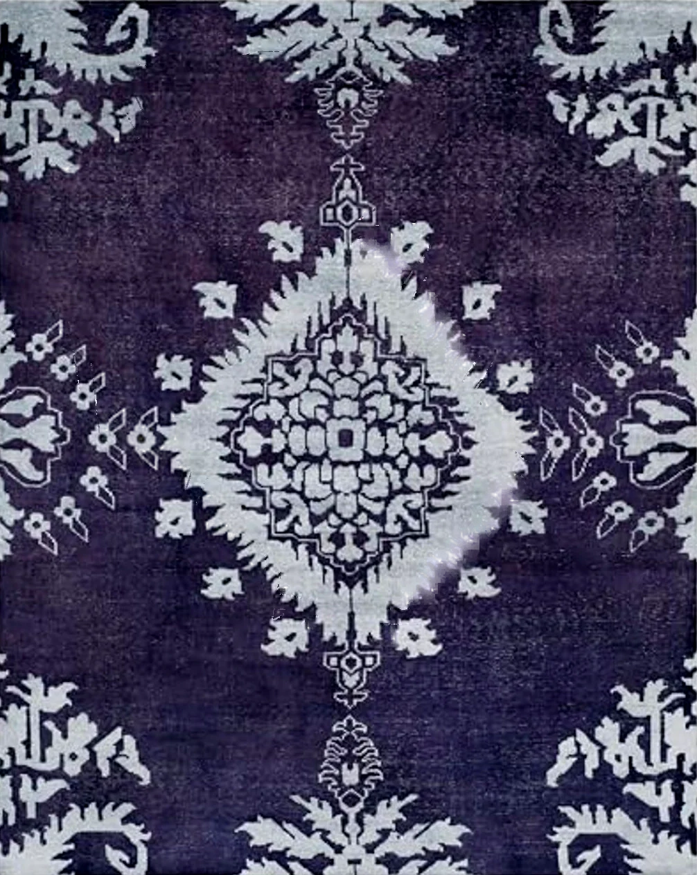 SAFAVIEH Stone Wash Collection 8' x 10' Deep Purple STW235K Hand-Knotted Medallion Premium Wool & Viscose Area Rug - 8′0″x10′0″