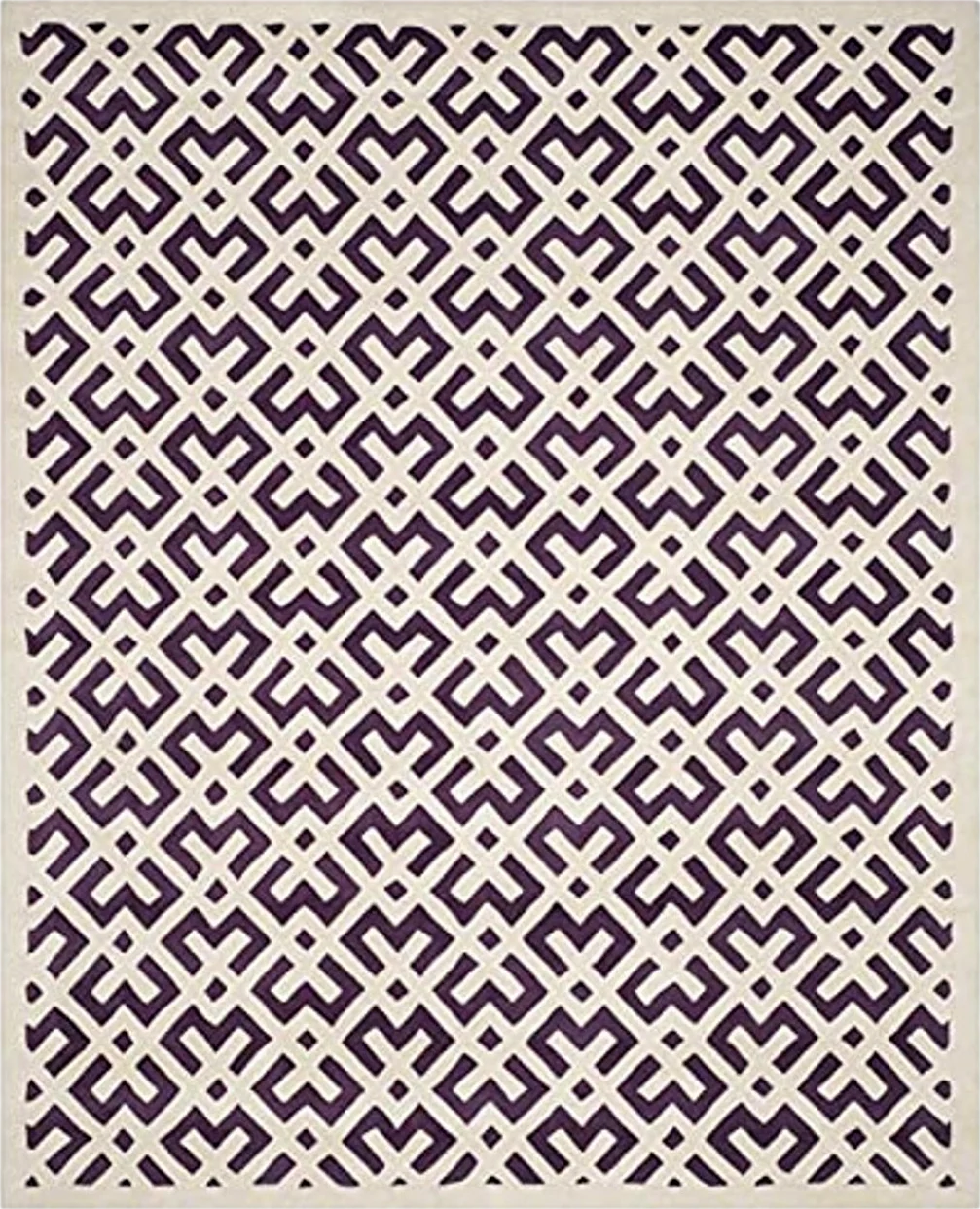 SAFAVIEH Chatham Collection 4' x 6' Purple / Ivory CHT719F Handmade Geometric Premium Wool Area Rug - 4′0″x6′0″