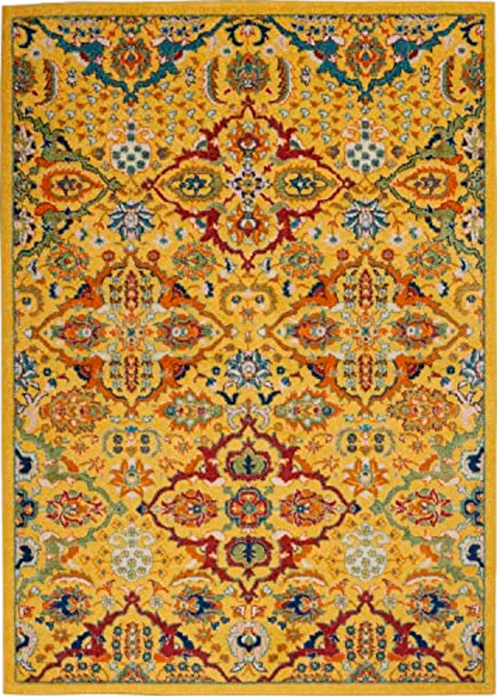 Nourison Allur Traditional Yellow/Multi 6' x 9' Area-Rug, Easy-Cleaning, Non Shedding, Bed Room, Living Room, Dining Room, Kitchen (6x9) - 6′0″x9′0″