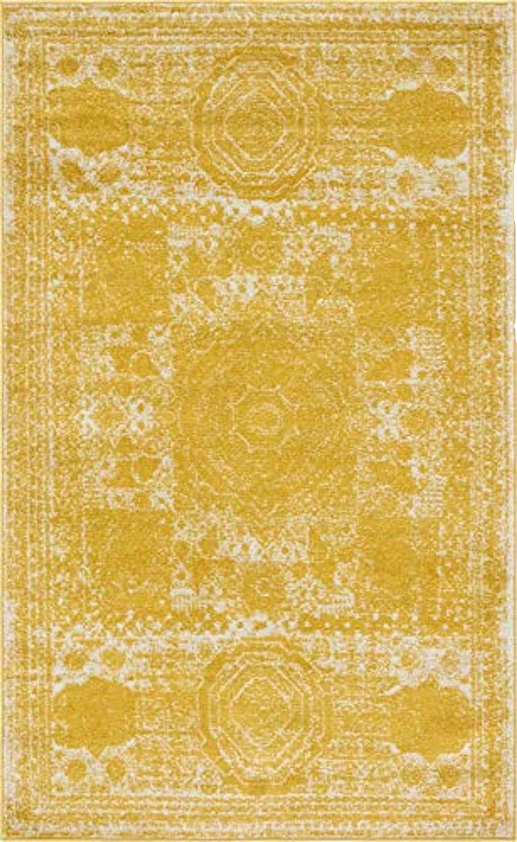 Rugs.com Dover Collection Rug – 5' x 8' Yellow Low-Pile Rug Perfect for Bedrooms, Dining Rooms, Living Rooms - 5′0″x8′0″
