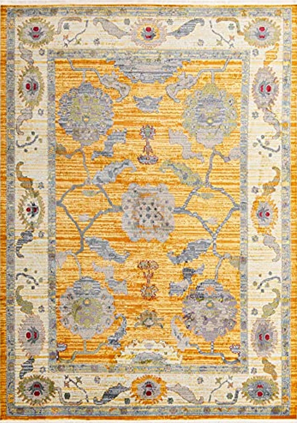 Rugs.com Paragon Collection Rug – 9' x 12' Yellow Medium-Pile Rug Perfect for Living Rooms, Large Dining Rooms, Open Floorplans - 9′0″x12′0″