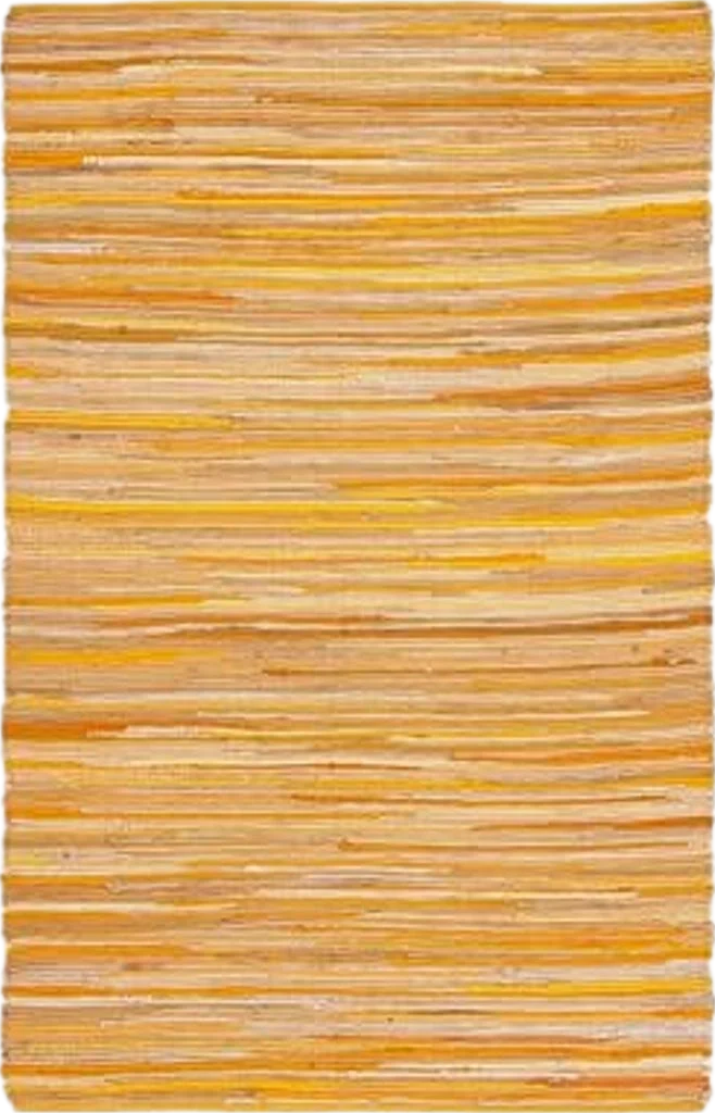 SAFAVIEH Rag Rug Collection Area Rug - 5' x 8', Yellow & Multi, Handmade Boho Stripe Cotton, Ideal for High Traffic Areas in Living Room, Bedroom (RAR130H) - 5′0″x8′0″