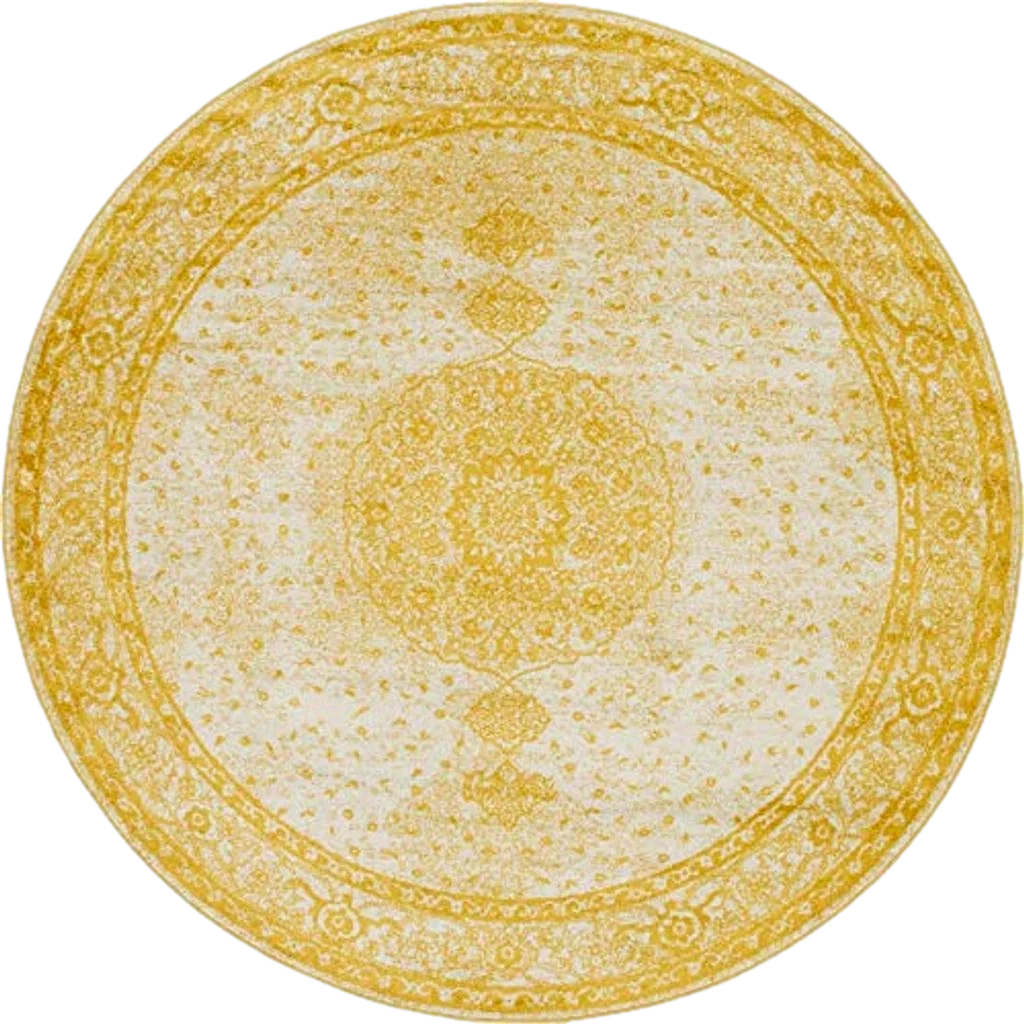 Unique Loom Bromley Collection Area Rug - Midnight (8' Round, Yellow/ Ivory) - 8′0″x8′0″
