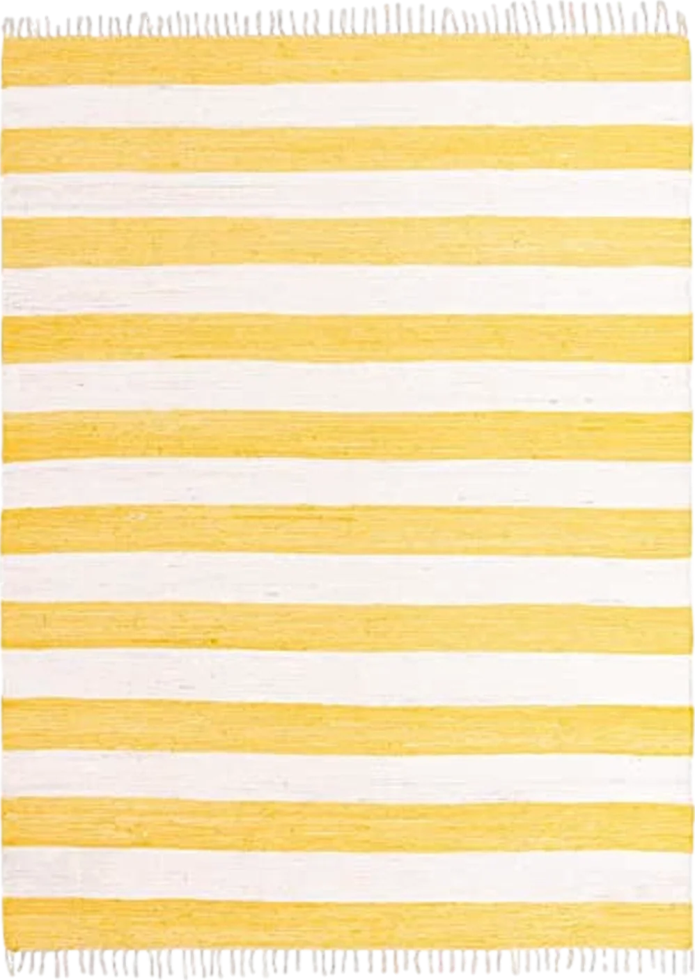 Unique Loom Chindi Rag Collection Area Rug - Striped (9' x 12' 2" Rectangle, Yellow and Ivory) - 9′0″x12′2″