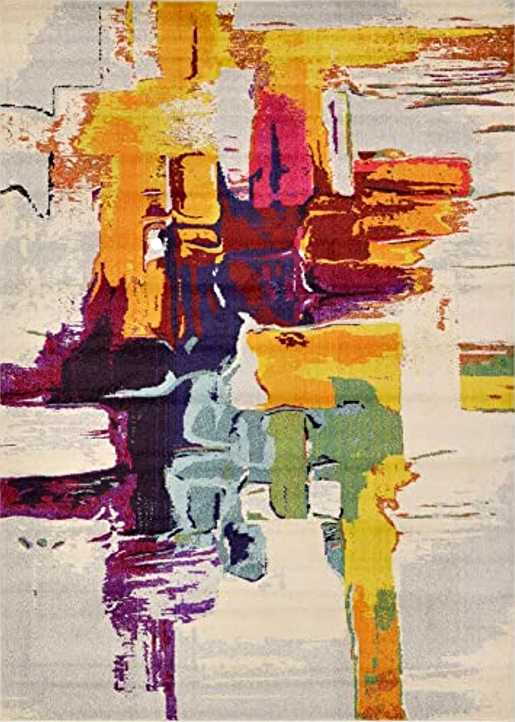 Unique Loom Estrella Collection Bright Colors, Geometric, Abstract, Modern Area Rug, 7 ft x 10 ft, Beige/Yellow - 7′1″x10′0″