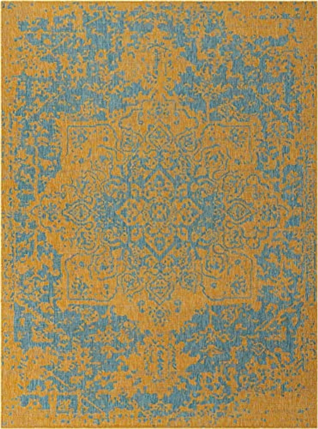 Unique Loom Jill Zarin Jill Zarin Outdoor Collection Area Rug - Dubai (9' x 12' Rectangle, Yellow and Aqua/Light Blue) - 9′0″x12′0″