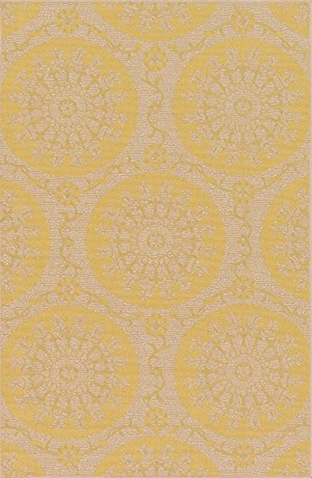 Unique Loom Outdoor Botanical Collection Area Rug - Medallion (3' 3" x 5' 3" Rectangle, Yellow/ Beige) - 3′3″x5′3″