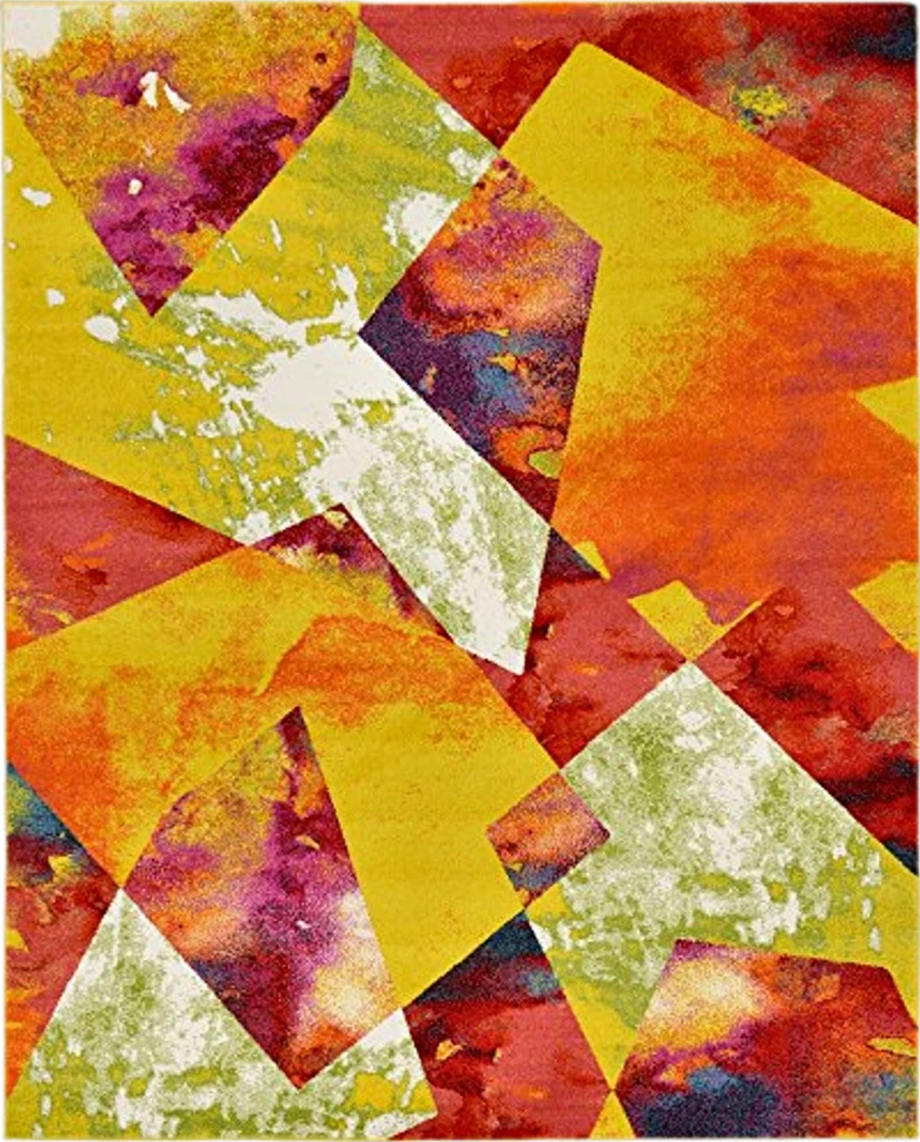 Unique Loom Lyon Collection Modern Abstract Colorful Prism Area Rug, 8 x 10 Feet, Multi/Yellow - 8′0″x10′0″