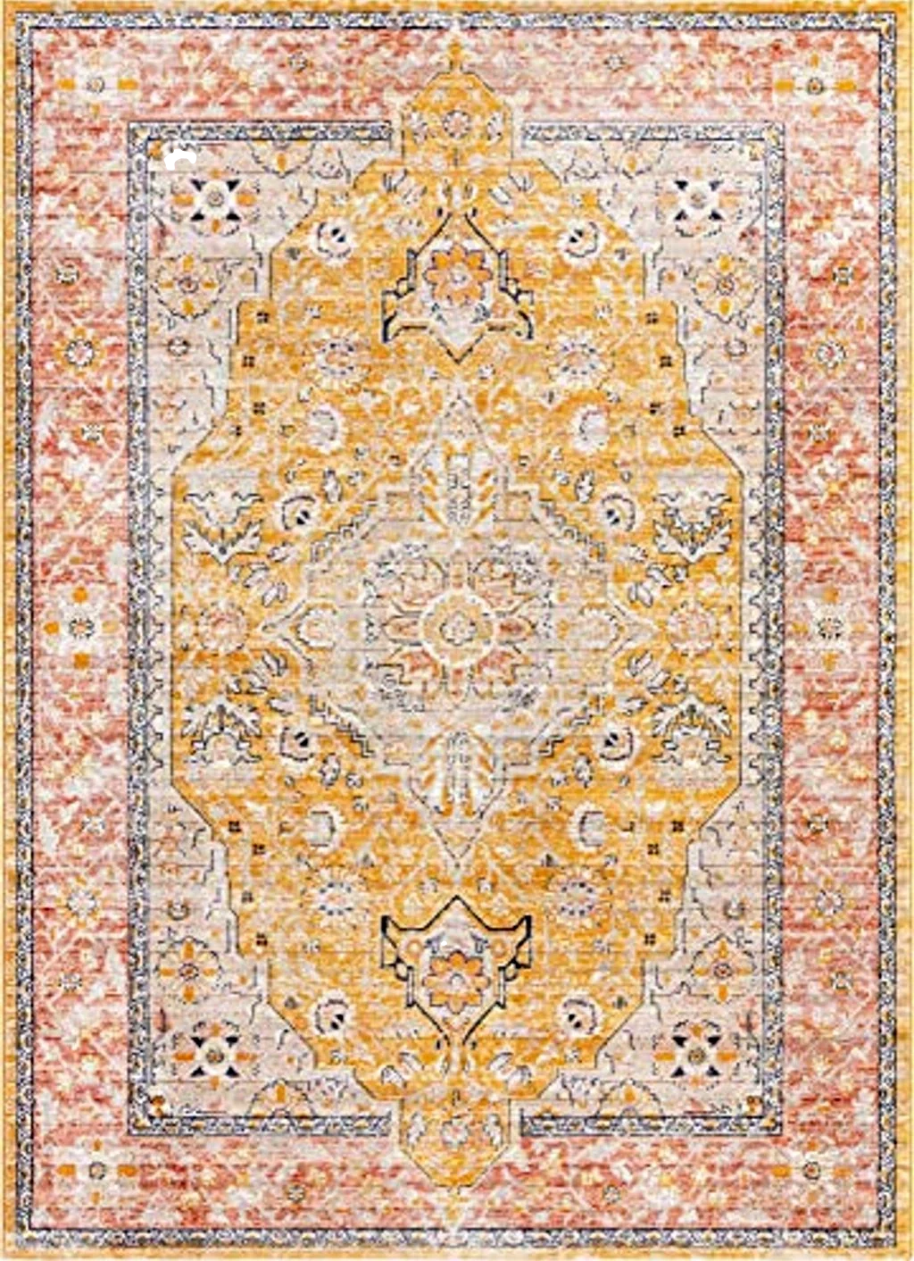 Unique Loom Lola Collection Area Rug - Traditional (7' 1" x 10' 2" Rectangle, Yellow/Blue) - 7′1″x10′2″