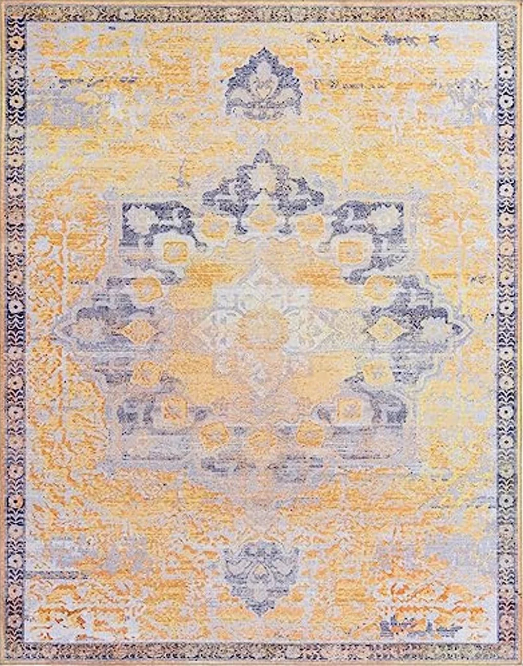 Unique Loom Renaissance Collection Area Rug - Roma (7' 10" x 10' Rectangle, Tuscan Yellow/ Navy Blue) - 7′10″x10′0″