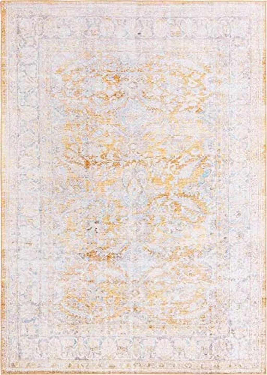 Unique Loom Revival Collection Traditional Medallion Border Yellow/Ivory Area Rug (7' 6 x 10' 6) - 7′7″x10′6″