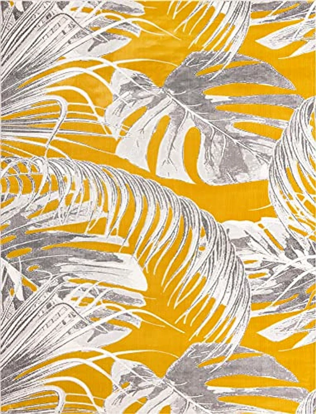 Unique Loom Blossom Collection Area Rug - Montego (7' 10" x 10' Rectangle, Yellow/ Ivory) - 7′10″x10′0″