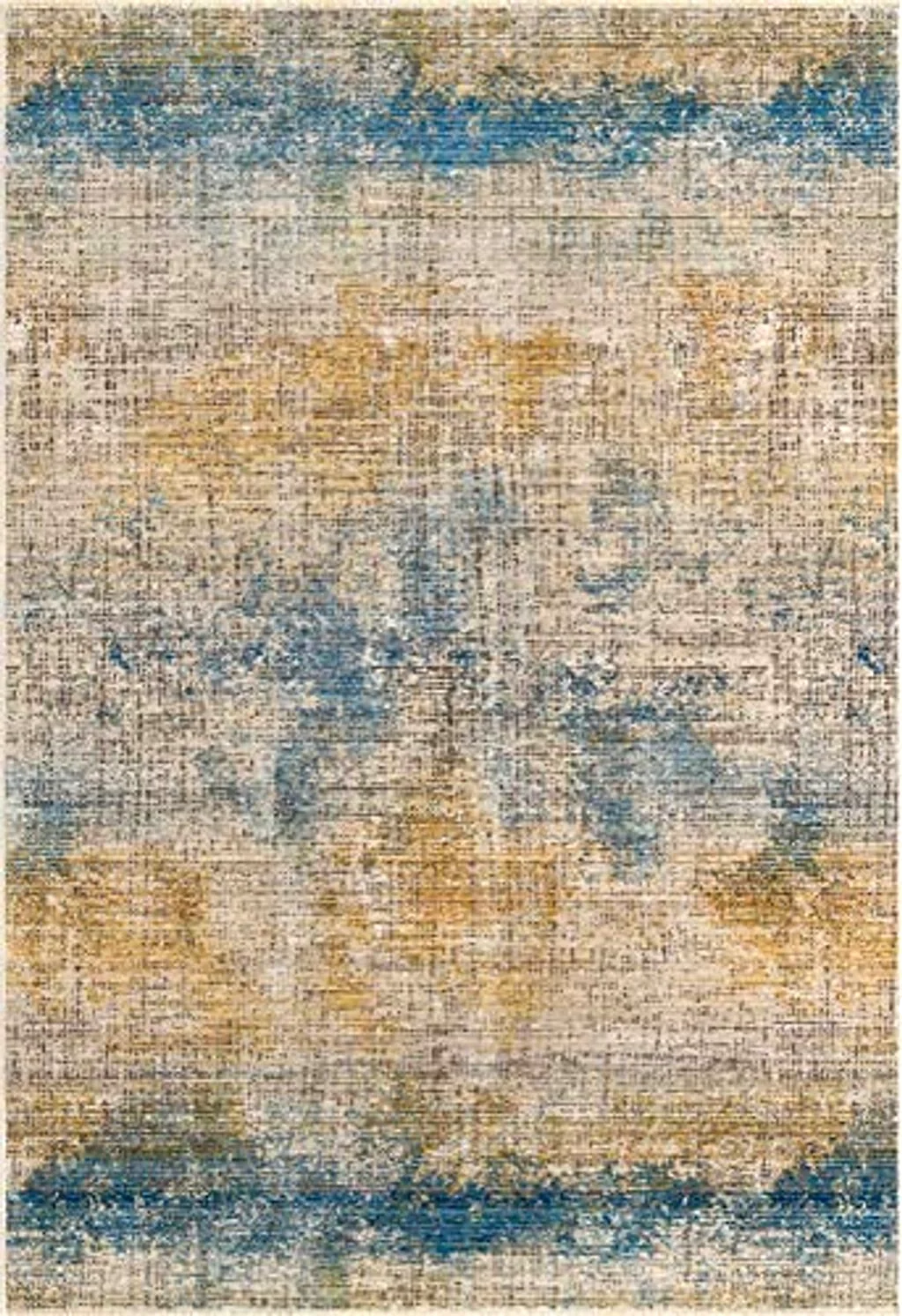 Unique Loom Deepa Collection Area Rug - Whane (Rectangular 6' 0" x 8' 9", Blue Ivory/ Yellow) - 6′1″x8′10″