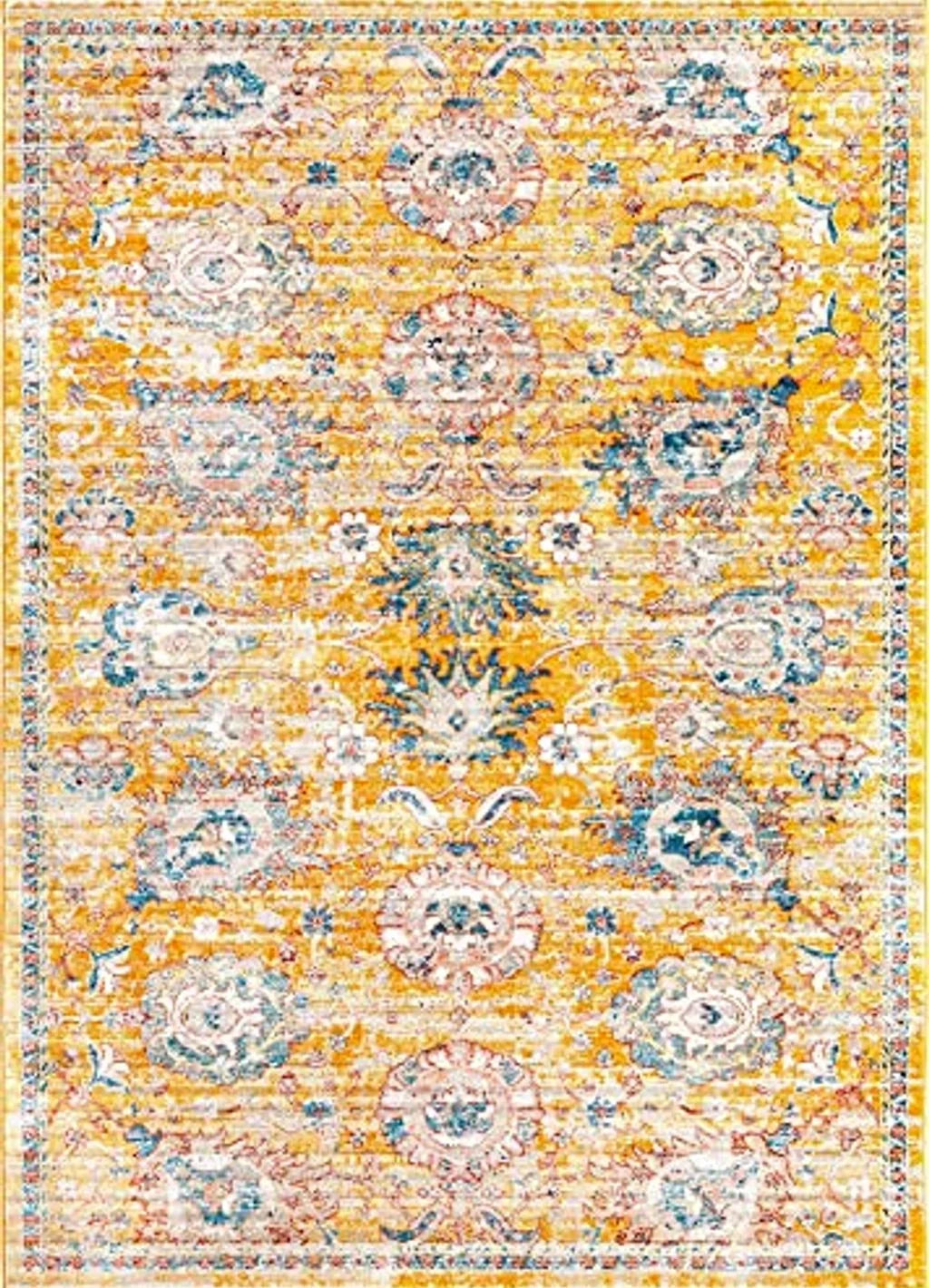 Unique Loom Lola Collection Area Rug - Classic (7' 1" x 10' 2" Rectangle, Yellow/Light Blue) - 7′1″x10′2″