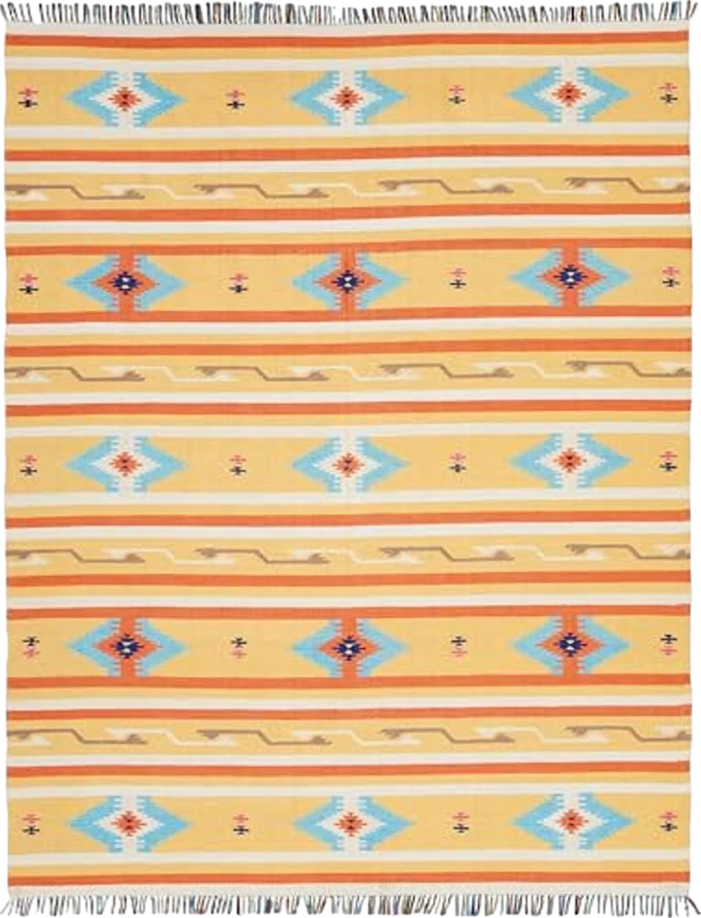Nourison Baja Tribal Yellow 8' x 10' Area -Rug, Easy -Cleaning, Non Shedding, Bed Room, Living Room, Dining Room, Kitchen (8x10) - 8′0″x10′0″