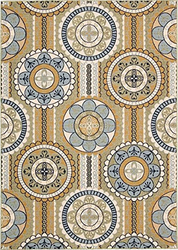 Nourison Caribbean Indoor Outdoor Area Rug, 7'10" x 10'6", Yellow - 7′10″x10′6″