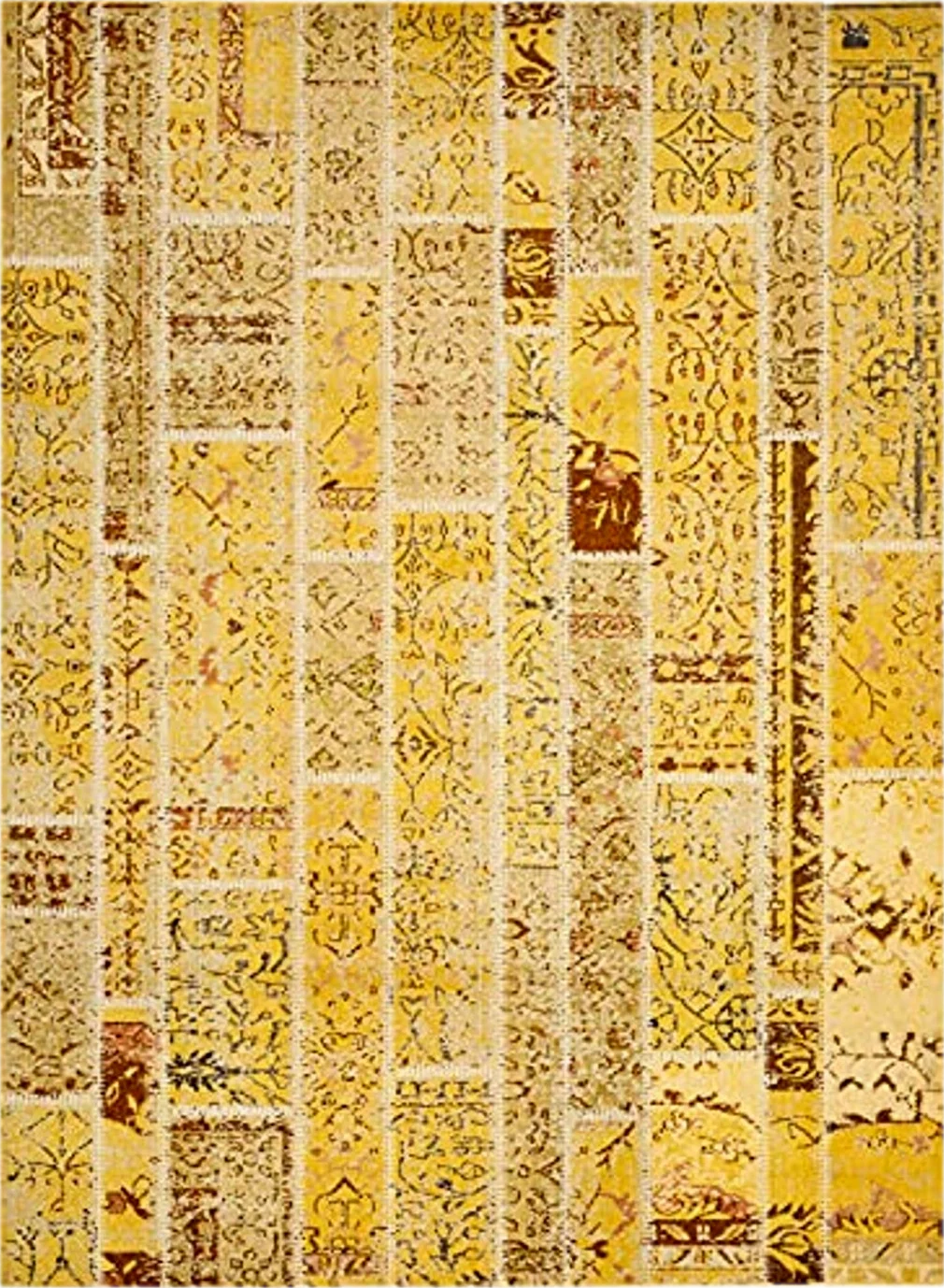 SAFAVIEH Monaco Collection Area Rug - 8' x 11', Yellow & Multi, Modern Patchwork Distressed Design, Non-Shedding & Easy Care, Ideal for High Traffic Areas in Living Room, Bedroom (MNC216K) - 8′0″x11′0″