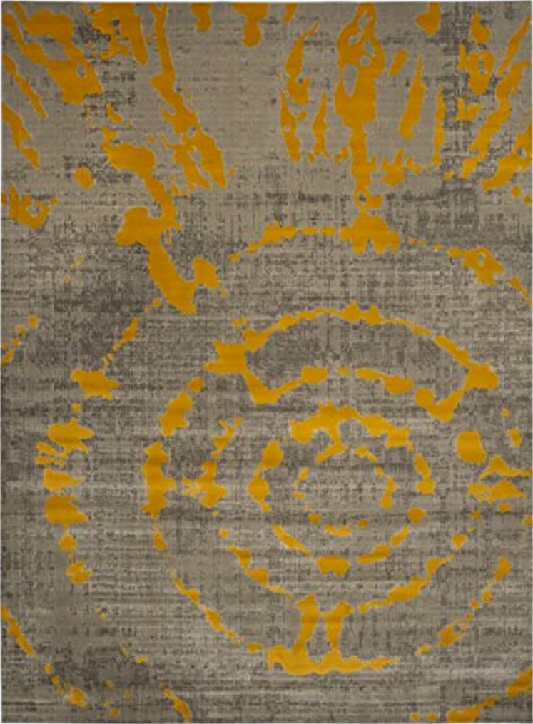 SAFAVIEH Porcello Collection Area Rug - 8'2" x 11', Light Grey & Yellow, Modern Abstract Design, Non-Shedding & Easy Care, Ideal for High Traffic Areas in Living Room, Bedroom (PRL7735C) - 8′2″x11′0″