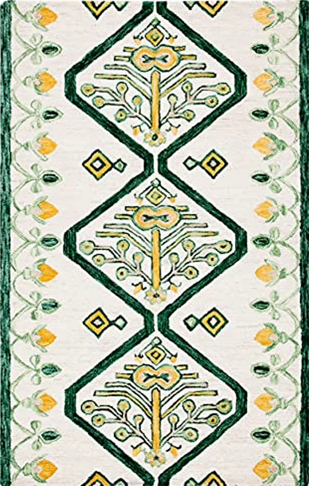 SAFAVIEH Aspen Collection Area Rug - 5' x 8', Ivory & Yellow, Handmade Moroccan Boho Tribal Wool, Ideal for High Traffic Areas in Living Room, Bedroom (APN703C) - 5′0″x8′0″