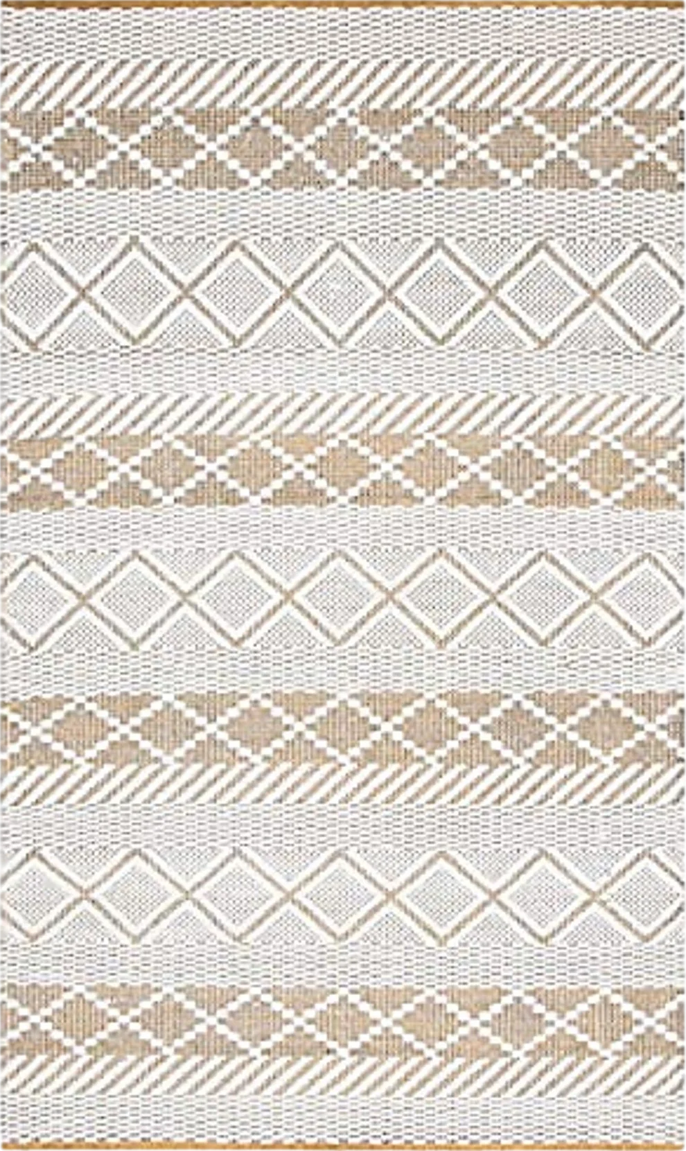 SAFAVIEH Natura Collection Area Rug - 5' x 8', Ivory & Yellow, Handmade Wool, Ideal for High Traffic Areas in Living Room, Bedroom (NAT854C) - 5′0″x8′0″