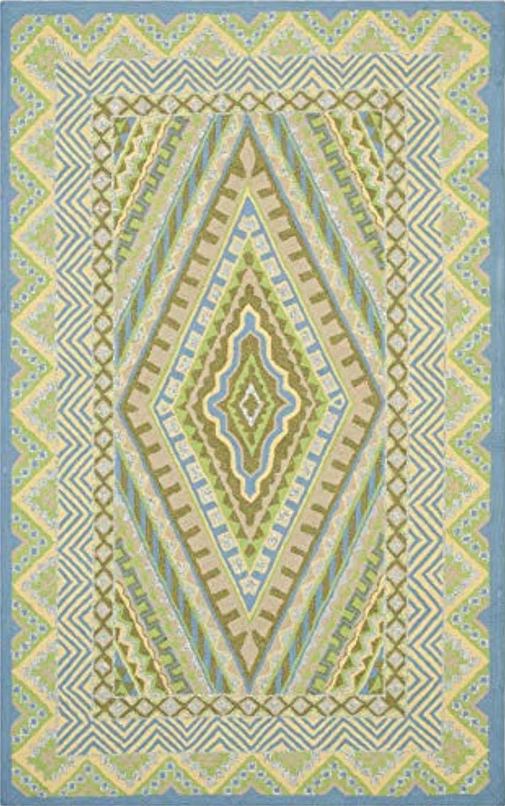 SAFAVIEH Four Seasons Collection 5' x 8' Blue / Yellow FRS490H Hand-Hooked Area Rug - 5′0″x8′0″