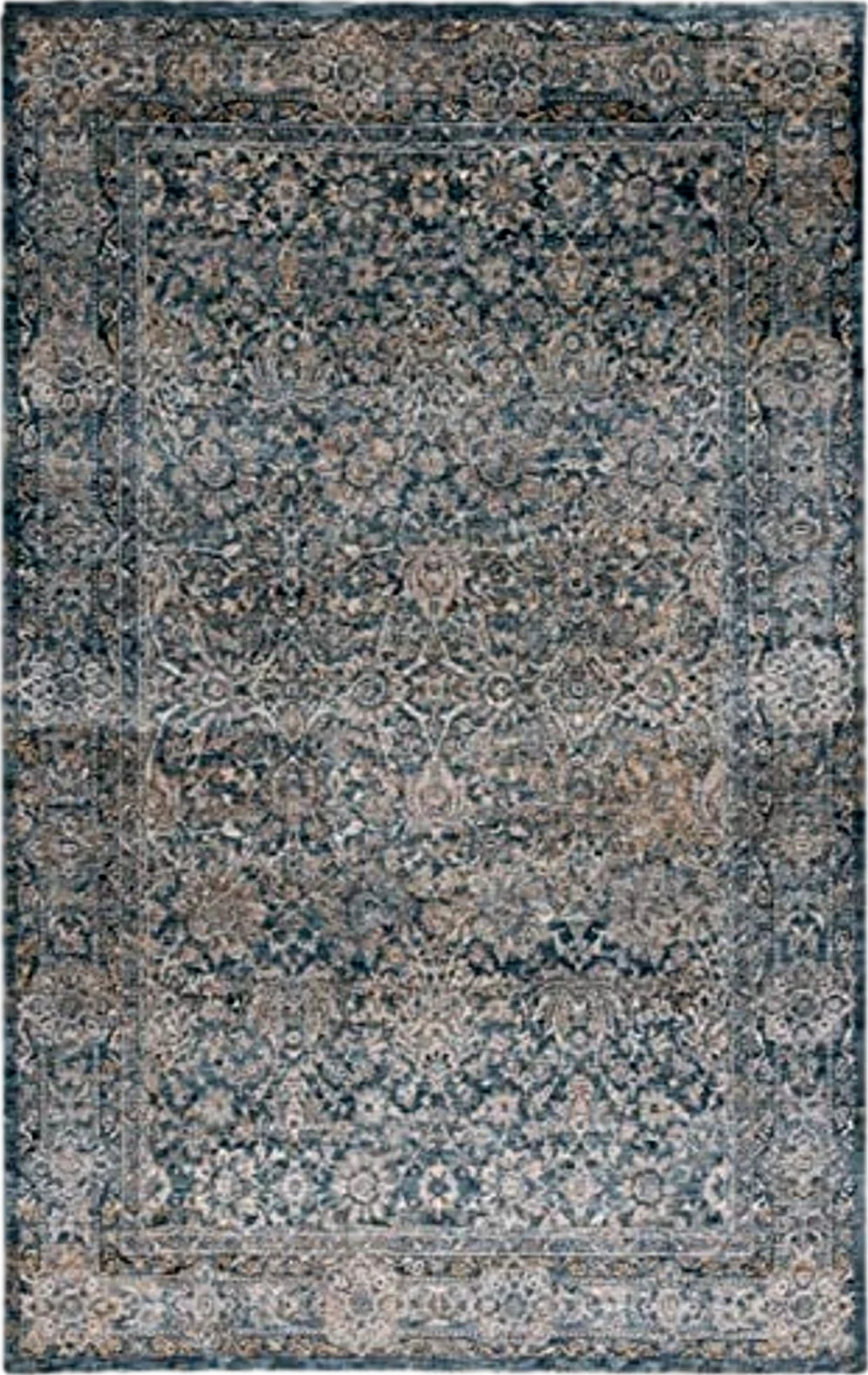 SAFAVIEH Valencia Collection Area Rug - 8' x 10', Blue, Vintage Oriental Design, Non-Shedding & Easy Care, Ideal for High Traffic Areas in Living Room, Bedroom (VAL570M) - 8′0″x10′0″