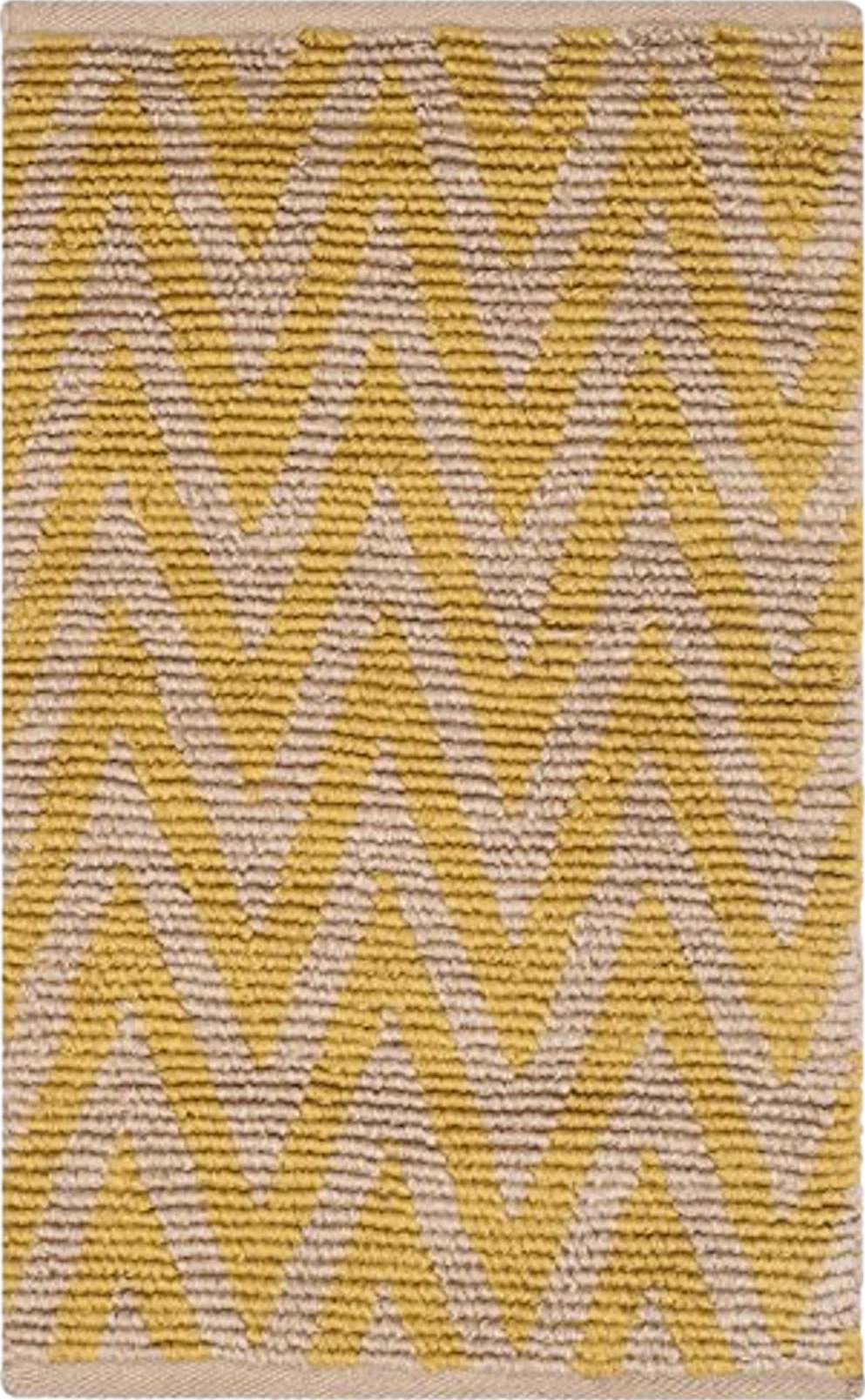 SAFAVIEH Cape Cod Collection Accent Rug - 2'3" x 3'9", Natural & Yellow, Handmade Chevron Cotton & Jute, Ideal for High Traffic Areas in Entryway, Living Room, Bedroom (CAP863F) - 2′4″x3′11″