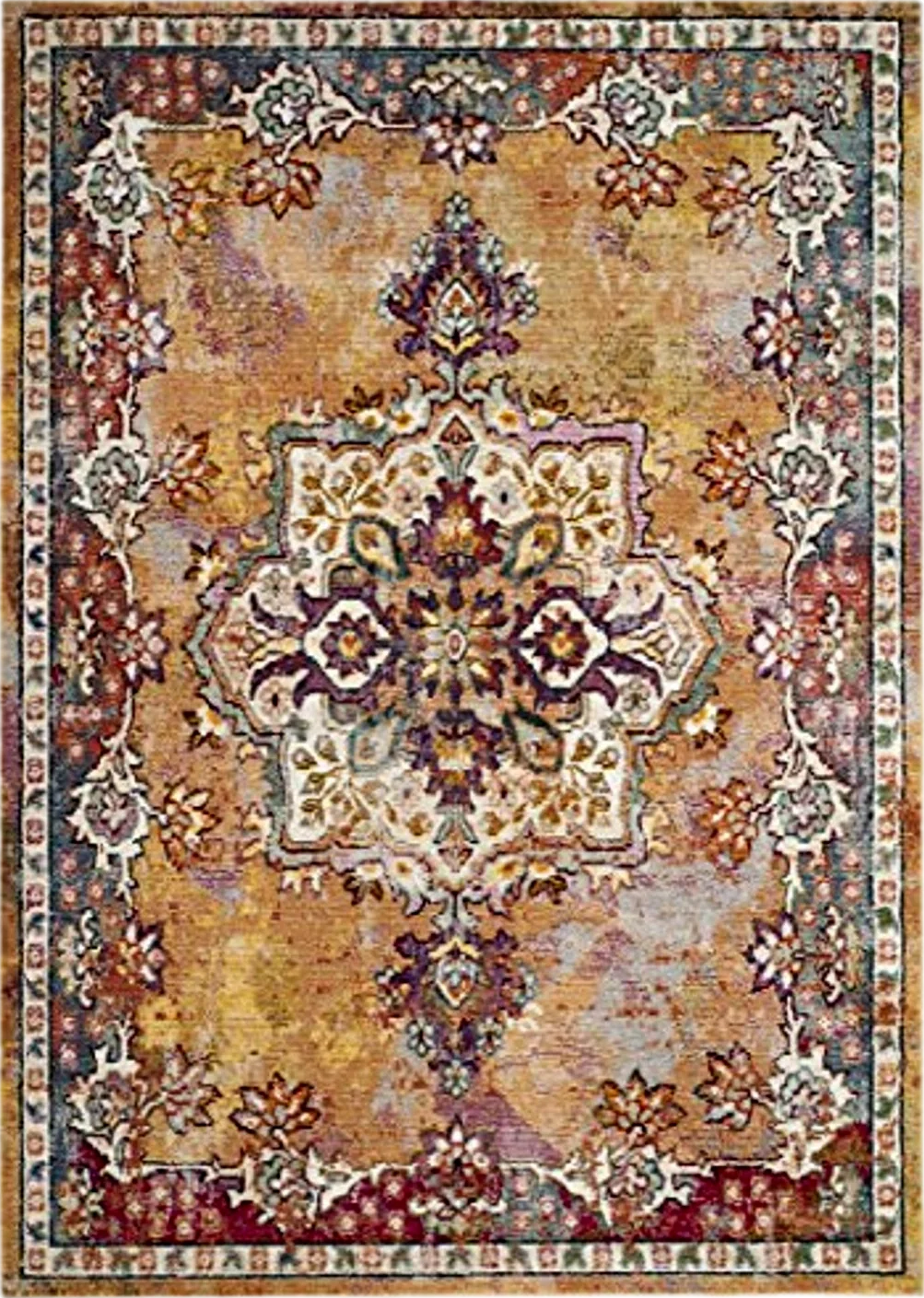 SAFAVIEH Savannah Collection 5'1" x 7'6" Yellow / Yellow SVH628H Boho Chic Area Rug - 5′1″x7′7″