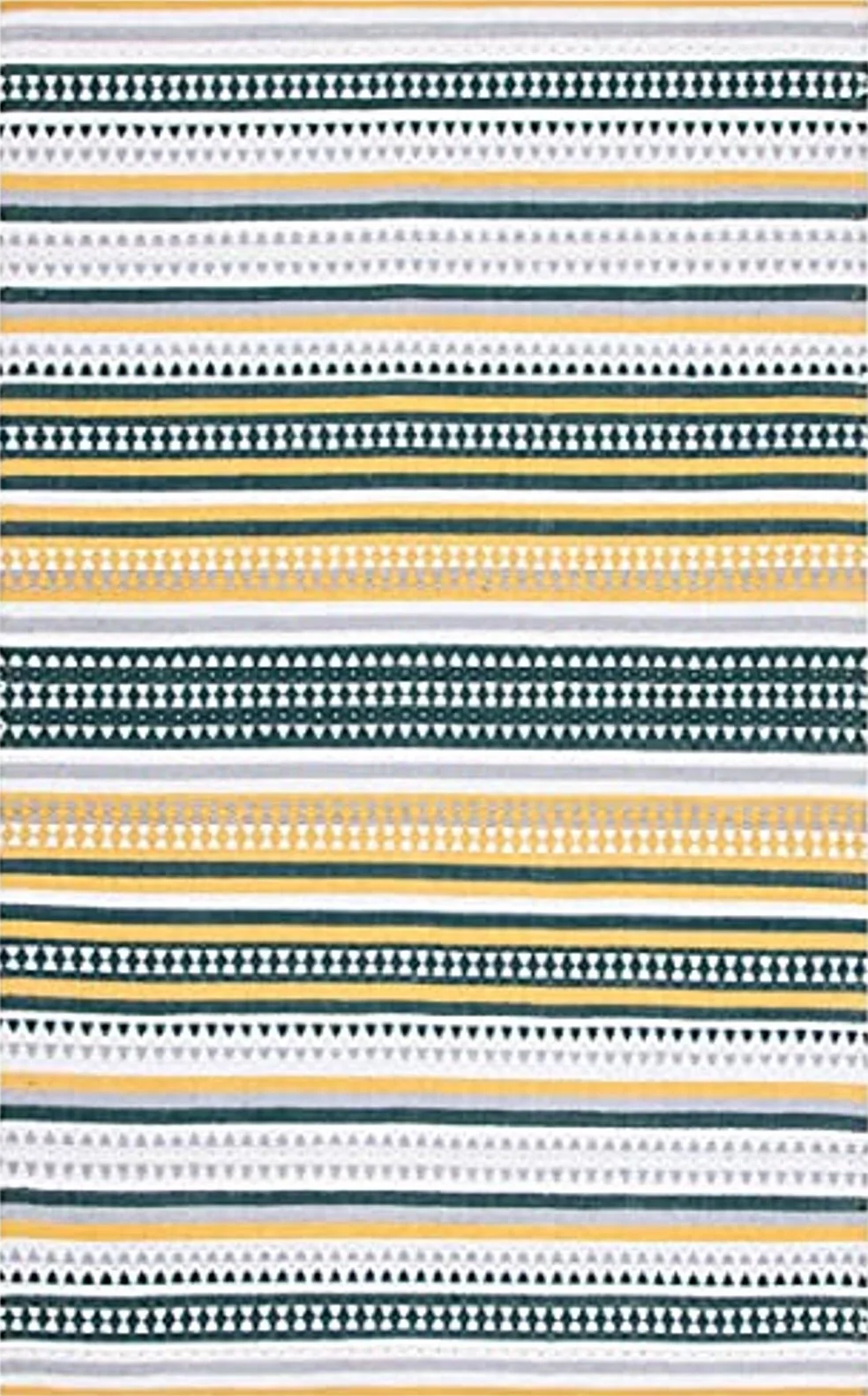 SAFAVIEH Montauk Collection Area Rug - 5' x 8', Yellow & Ivory, Handmade Boho Stripe Cotton, Ideal for High Traffic Areas in Living Room, Bedroom (MTK451D) - 5′0″x8′0″