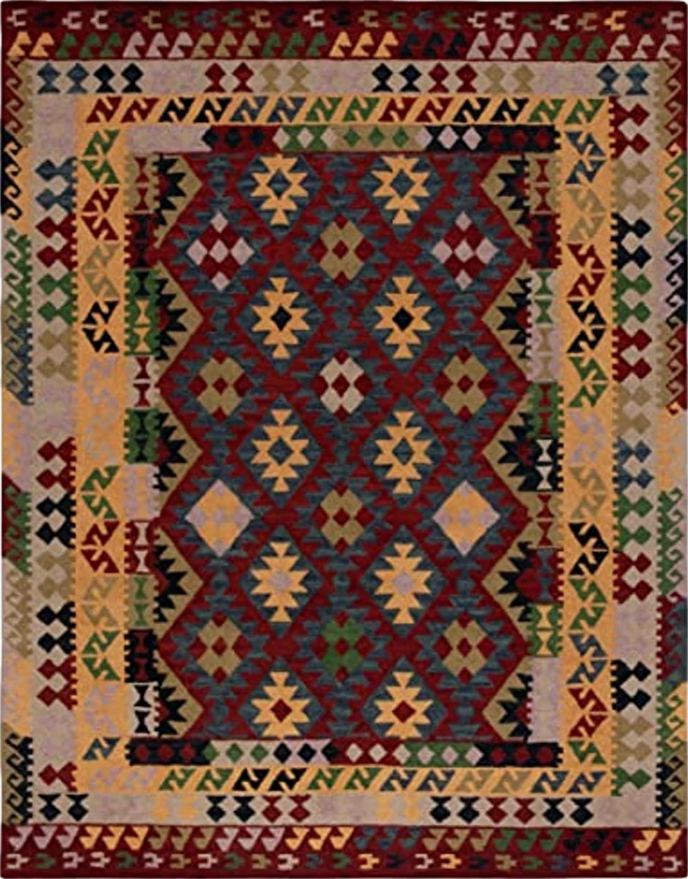 SAFAVIEH Aspen Collection Area Rug - 8' x 10', Red & Yellow, Handmade Boho Tribal Southwestern Wool, Ideal for High Traffic Areas in Living Room, Bedroom (APN404Q) - 8′0″x10′0″