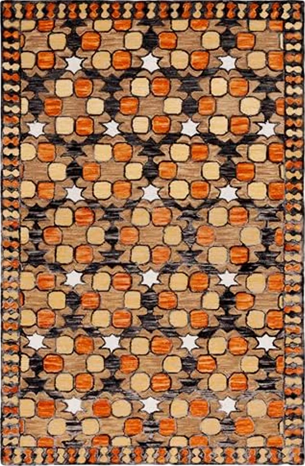 SAFAVIEH Aspen Collection Area Rug - 5' x 8', Light Yellow & Orange, Handmade Boho Wool, Ideal for High Traffic Areas in Living Room, Bedroom (APN128D) - 5′0″x8′0″