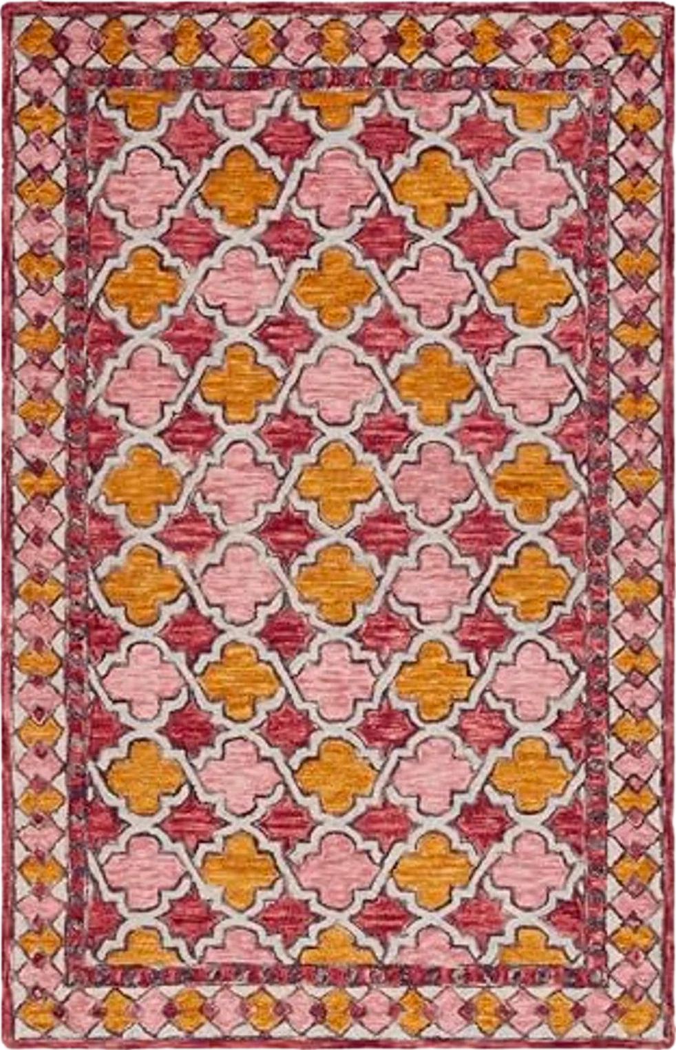 SAFAVIEH Aspen Collection Accent Rug - 3' x 5', Pink & Yellow, Handmade Boho Wool, Ideal for High Traffic Areas in Entryway, Living Room, Bedroom (APN121U) - 3′0″x5′0″
