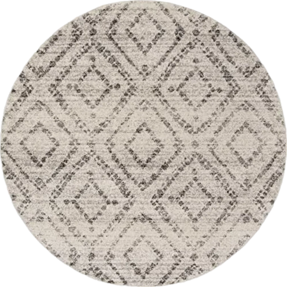 SAFAVIEH Adirondack Collection Area Rug - 10' Round, Light Grey & Grey, Modern Diamond Distressed Design, Non-Shedding & Easy Care, Ideal for High Traffic Areas in Living Room, Bedroom (ADR131C) - 10′0″x10′0″