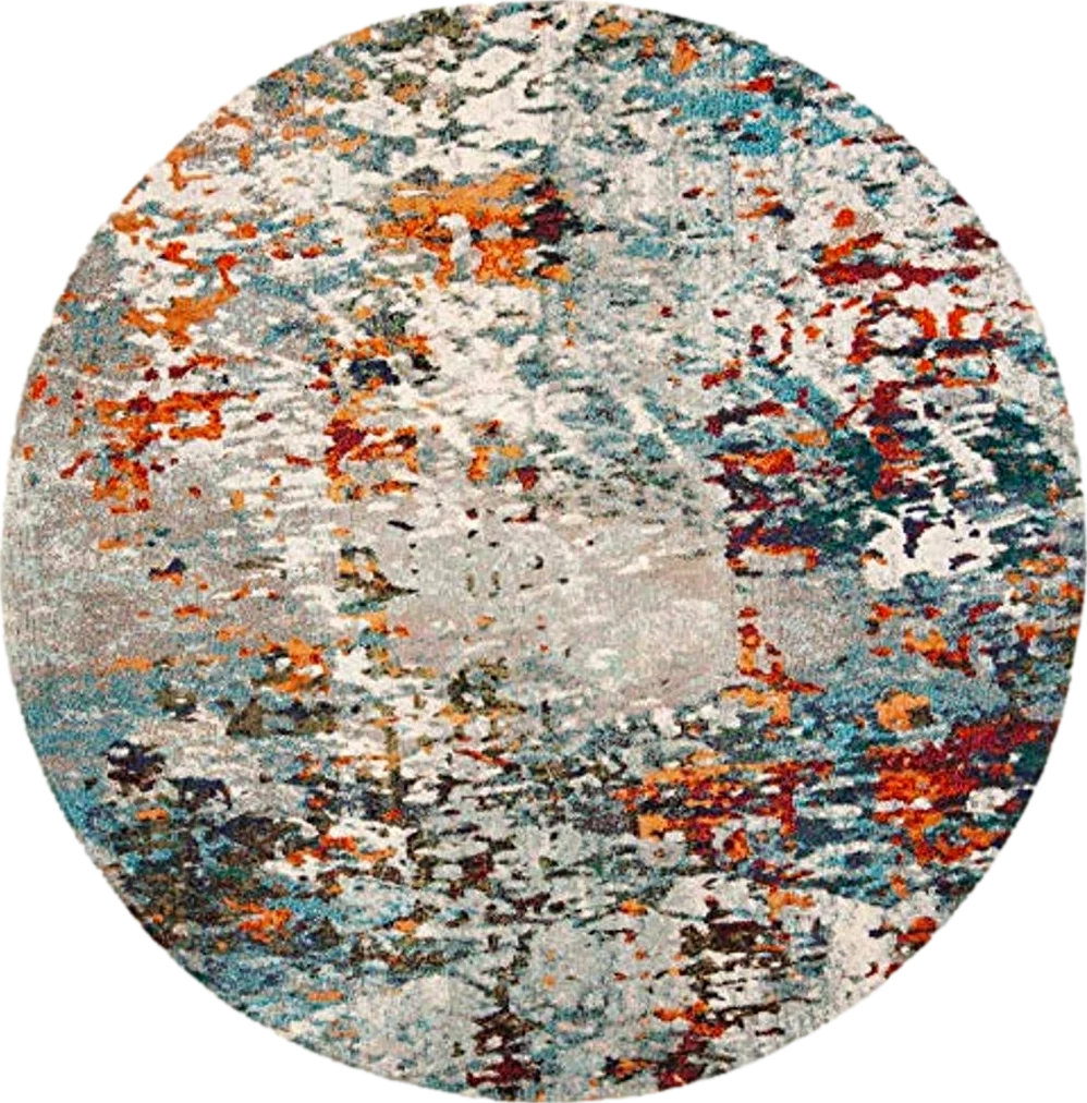 SAFAVIEH Madison Collection Area Rug - 10' Round, Grey & Blue, Modern Abstract Design, Non-Shedding & Easy Care, Ideal for High Traffic Areas in Living Room, Bedroom (MAD471F) - 10′0″x10′0″