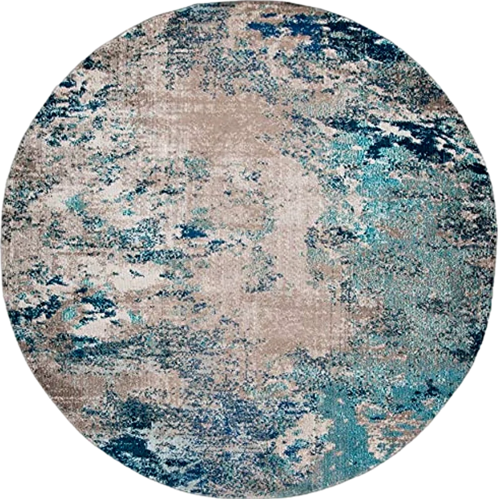 SAFAVIEH Madison Collection 11' Round Blue/Grey MAD440M Modern Boho Abstract Non-Shedding Dining Room Entryway Foyer Living Room Bedroom Area Rug - 11′0″x11′0″