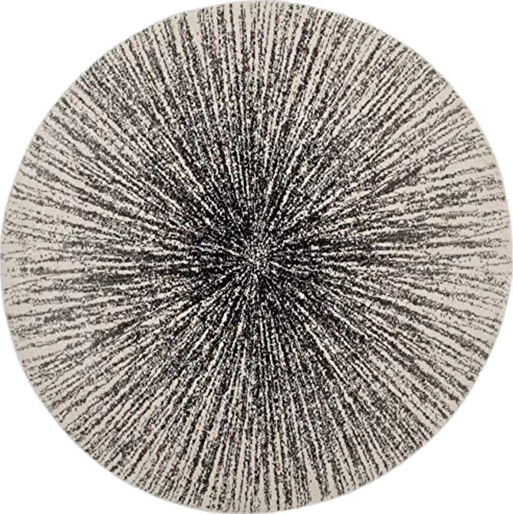 SAFAVIEH Evoke Collection Area Rug - 8' Round, Black & Ivory, Abstract Burst Design, Non-Shedding & Easy Care, Ideal for High Traffic Areas in Living Room, Bedroom (EVK228K) - 8′0″x8′0″