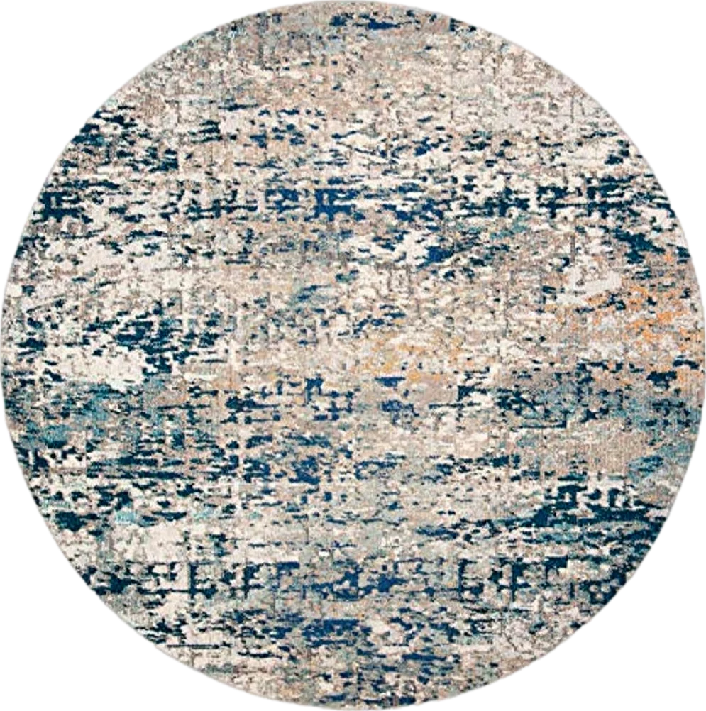 SAFAVIEH Madison Collection 11' Round Grey/Blue MAD460K Modern Abstract Non-Shedding Dining Room Entryway Foyer Living Room Bedroom Area Rug - 11′0″x11′0″
