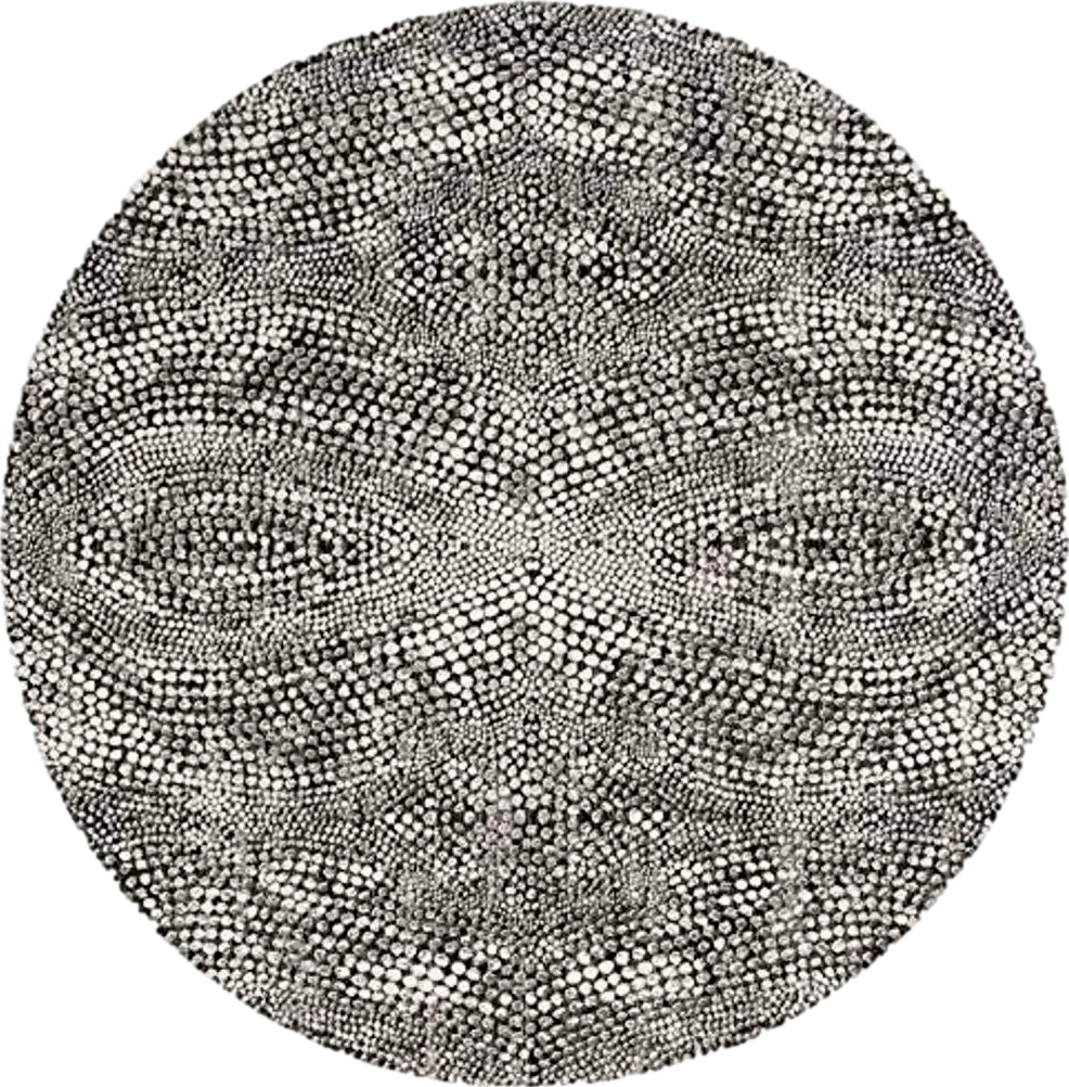 SAFAVIEH Lurex Collection 8' Round Black/Light Grey LUR185Z Modern Abstract Entryway Foyer Living Room Bedroom Kitchen Area Rug - 8′0″x8′0″