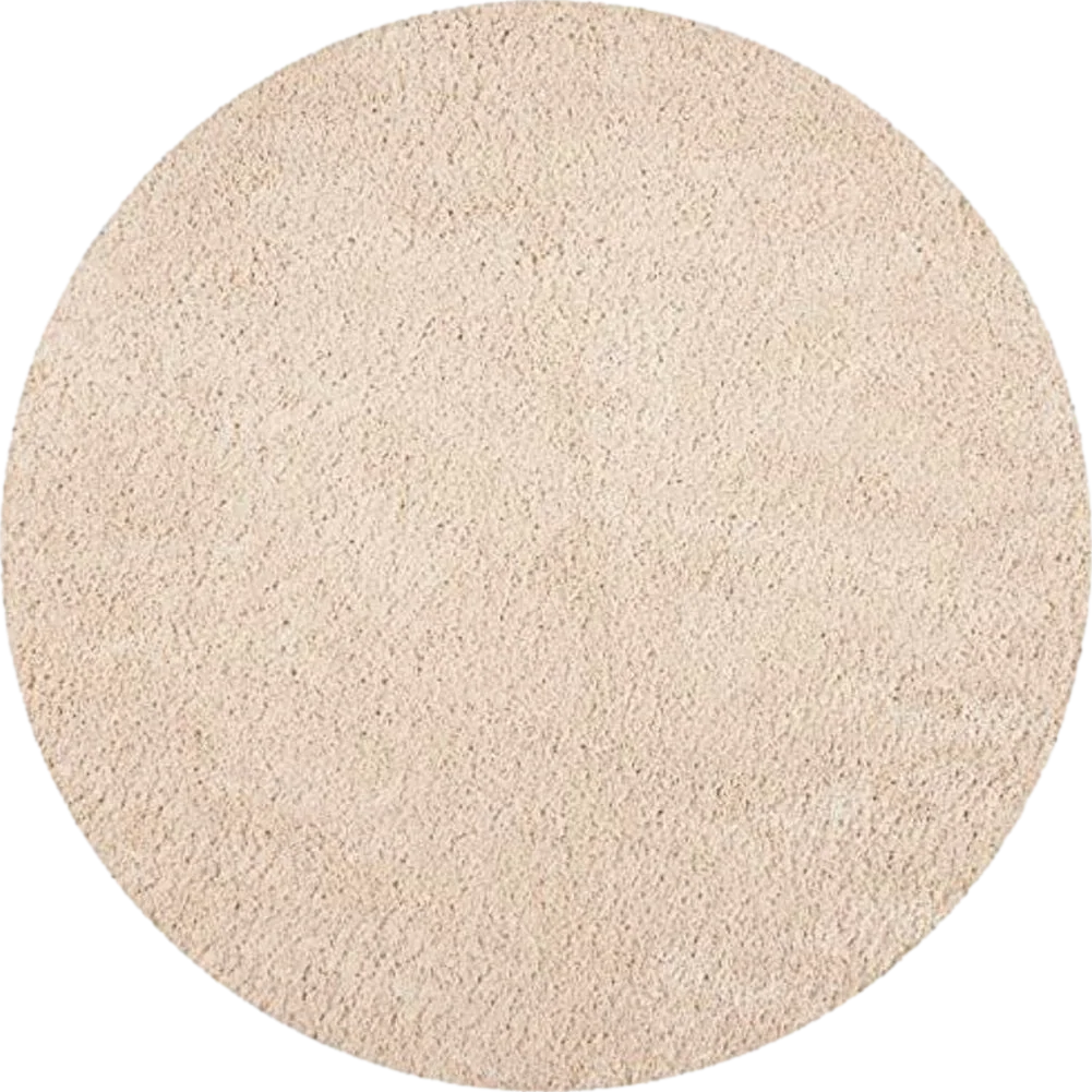 SAFAVIEH Fontana Shag Collection Area Rug - 6'7" Round, Creme, Solid Design, Non-Shedding & Easy Care, 2-inch Thick Ideal for High Traffic Areas in Living Room, Bedroom (FNT800B) - 6′7″x6′7″