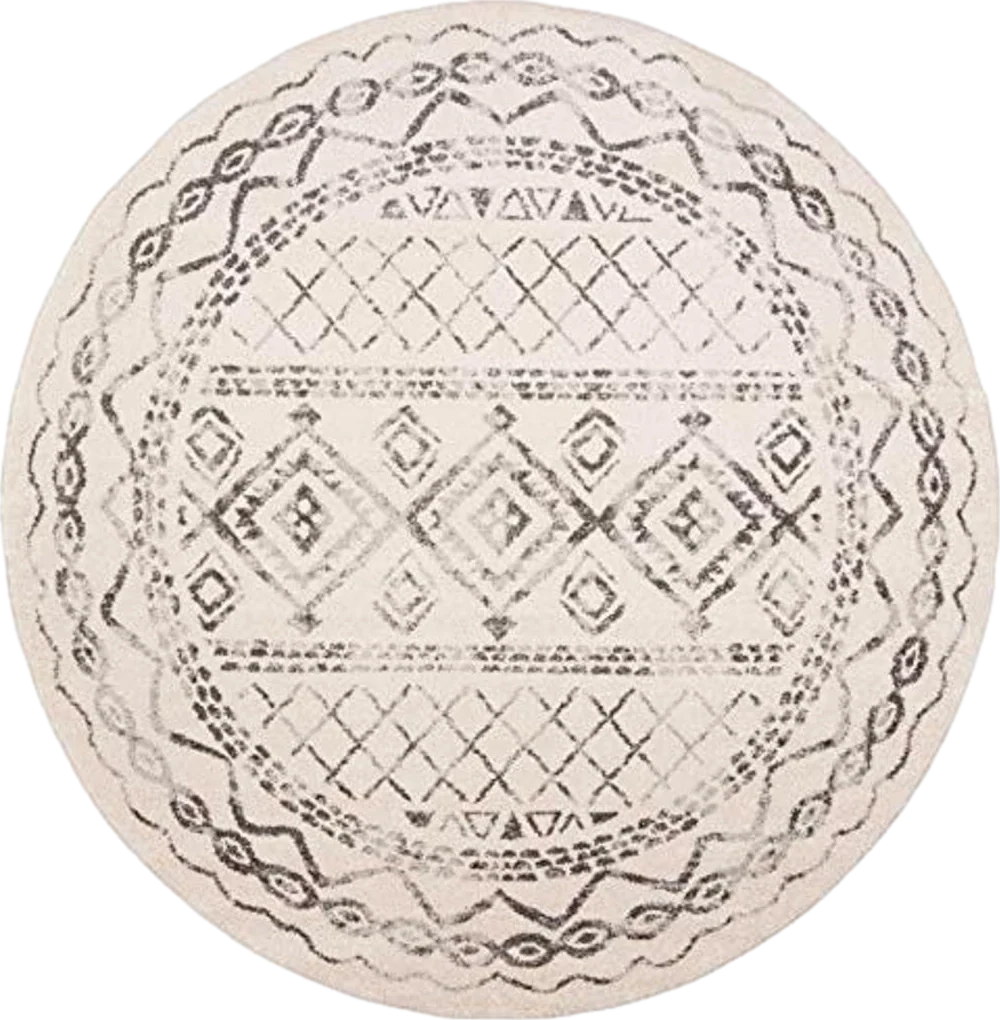 SAFAVIEH Tulum Collection 11' Round Ivory/Grey TUL268A Moroccan Boho Distressed Non-Shedding Dining Room Entryway Foyer Living Room Bedroom Area Rug - 11′0″x11′0″