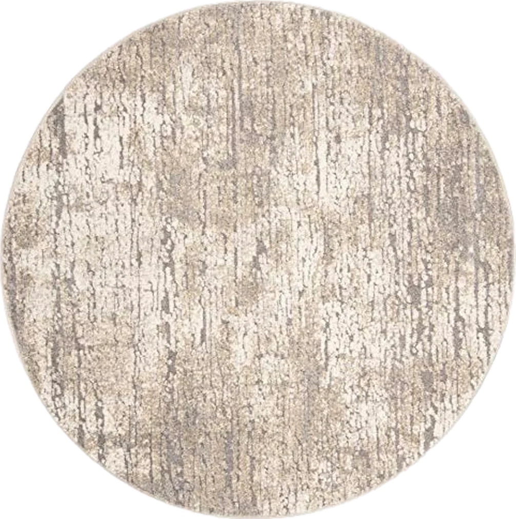 SAFAVIEH Spirit Collection 8' Round Taupe/Ivory SPR126E Modern Abstract Non-Shedding Area Rug - 8′0″x8′0″