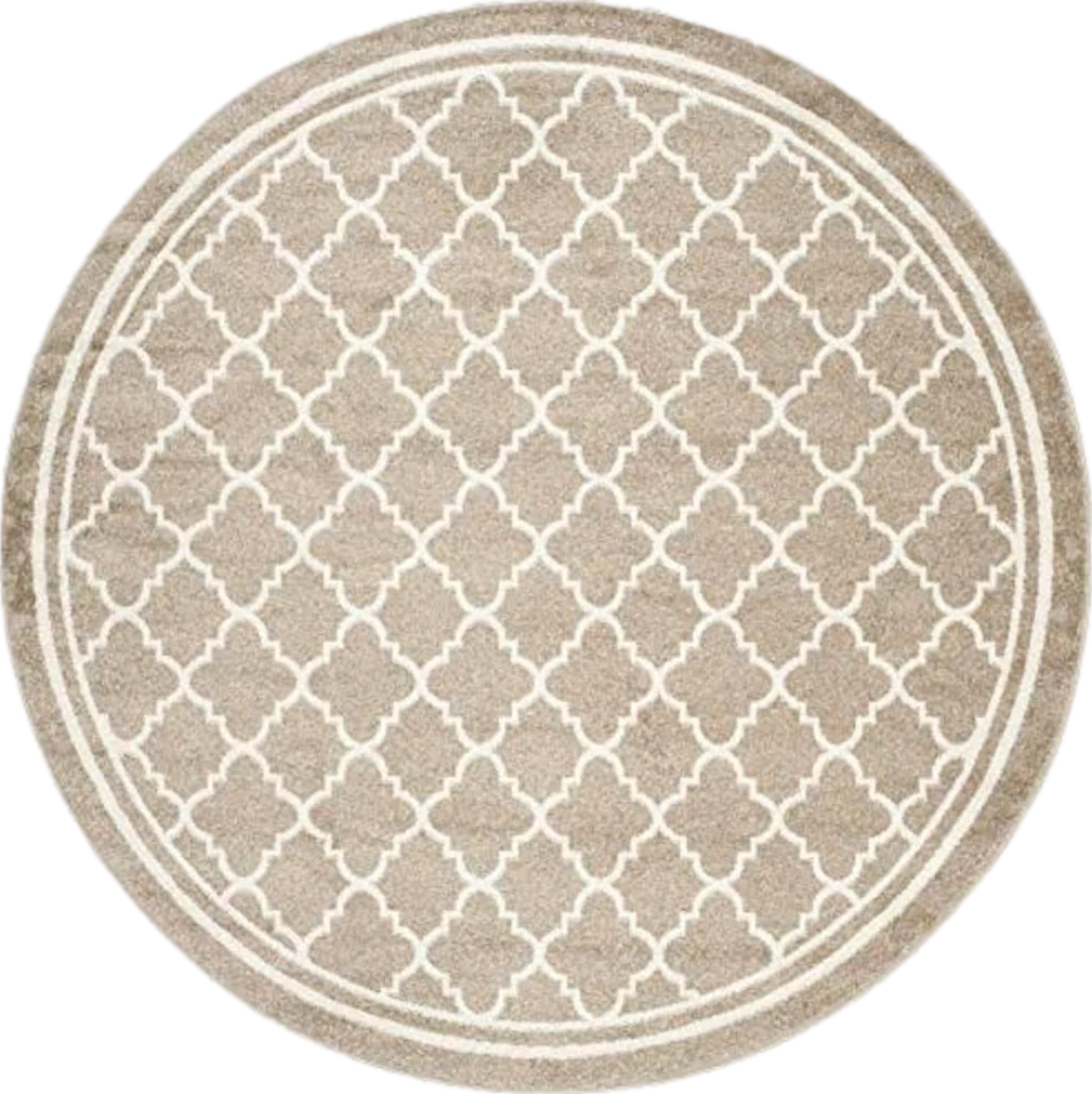 SAFAVIEH Amherst Collection 9' Round Wheat / Beige AMT422S Moroccan Trellis Non-Shedding Dining Room Entryway Foyer Living Room Bedroom Area Rug - 9′0″x9′0″
